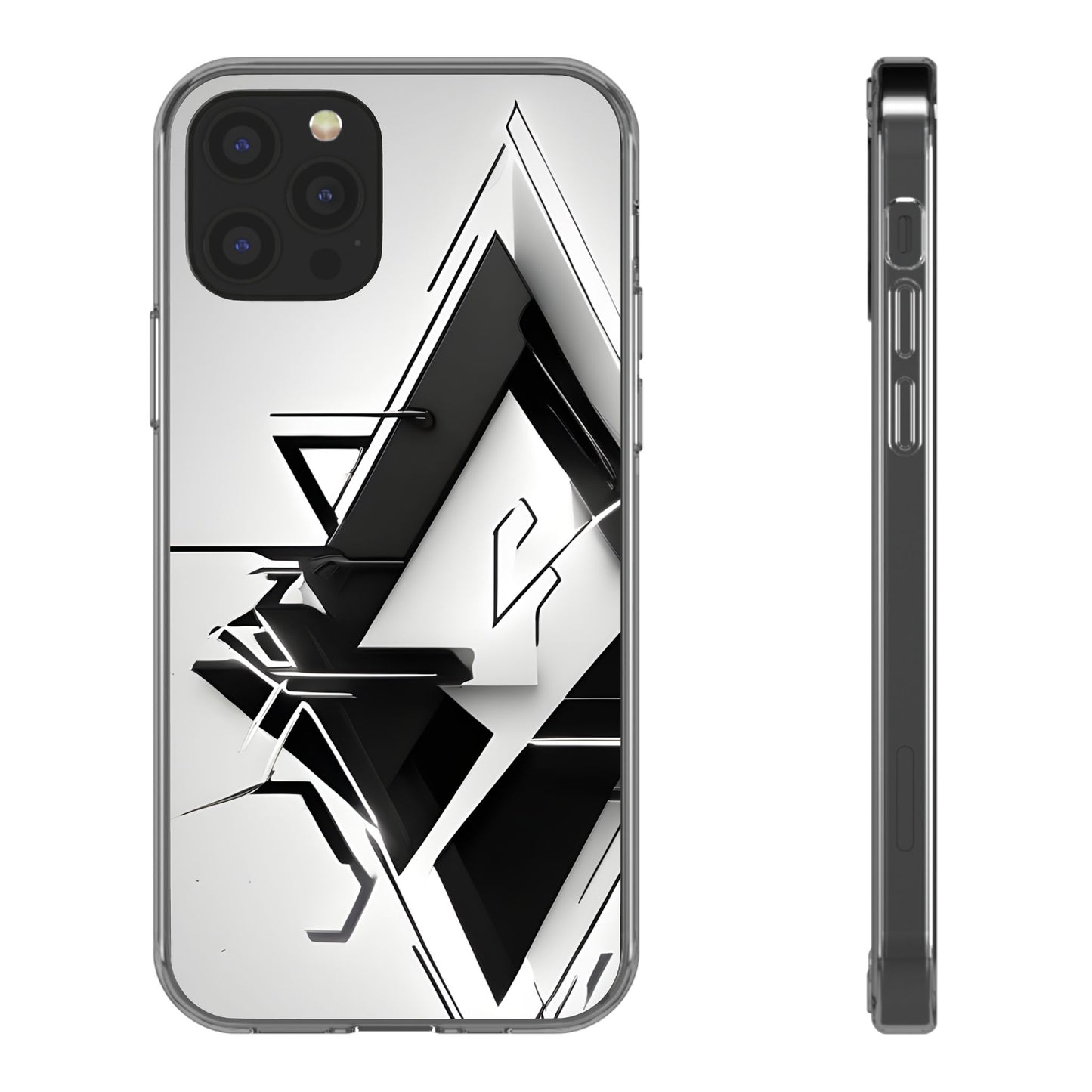 Clear Phone Case with Abstract Edgy Design Print
