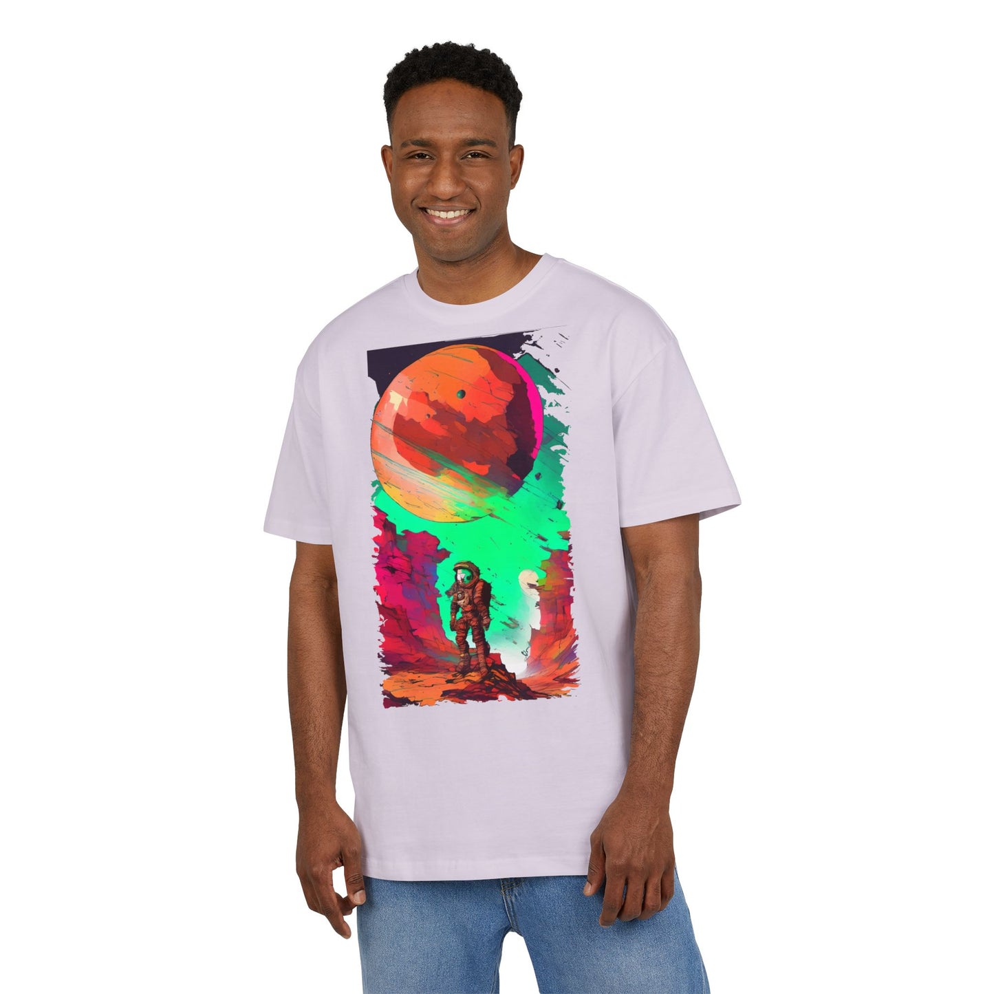 Cosmic Adventure Unisex Heavy Oversize Tee - Perfect for Space Lovers, Casual Style, Gift for Her, Him, Unique Graphic Tee, Sci-Fi Fashion