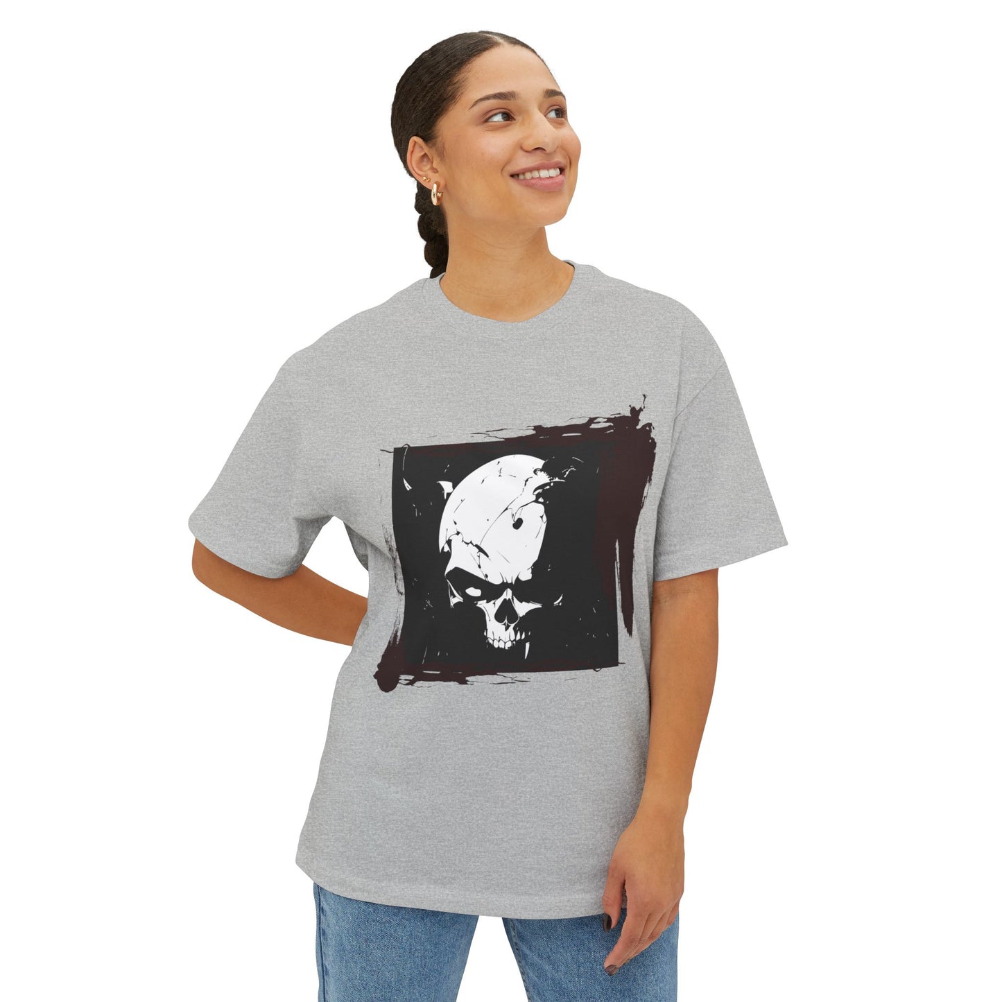 Edgy Skull Graphic Tee | Unisex Oversized Boxy Tee for Casual Wear, Halloween, Street Style, Gift for Him/Her, Unique Fashion