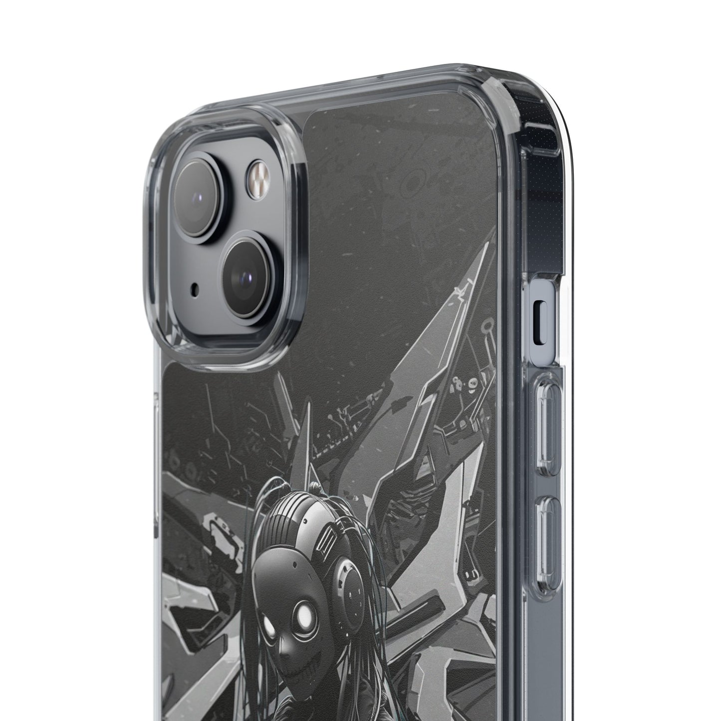 Anime-Inspired Clear Phone Case - Edgy Streetwear Style