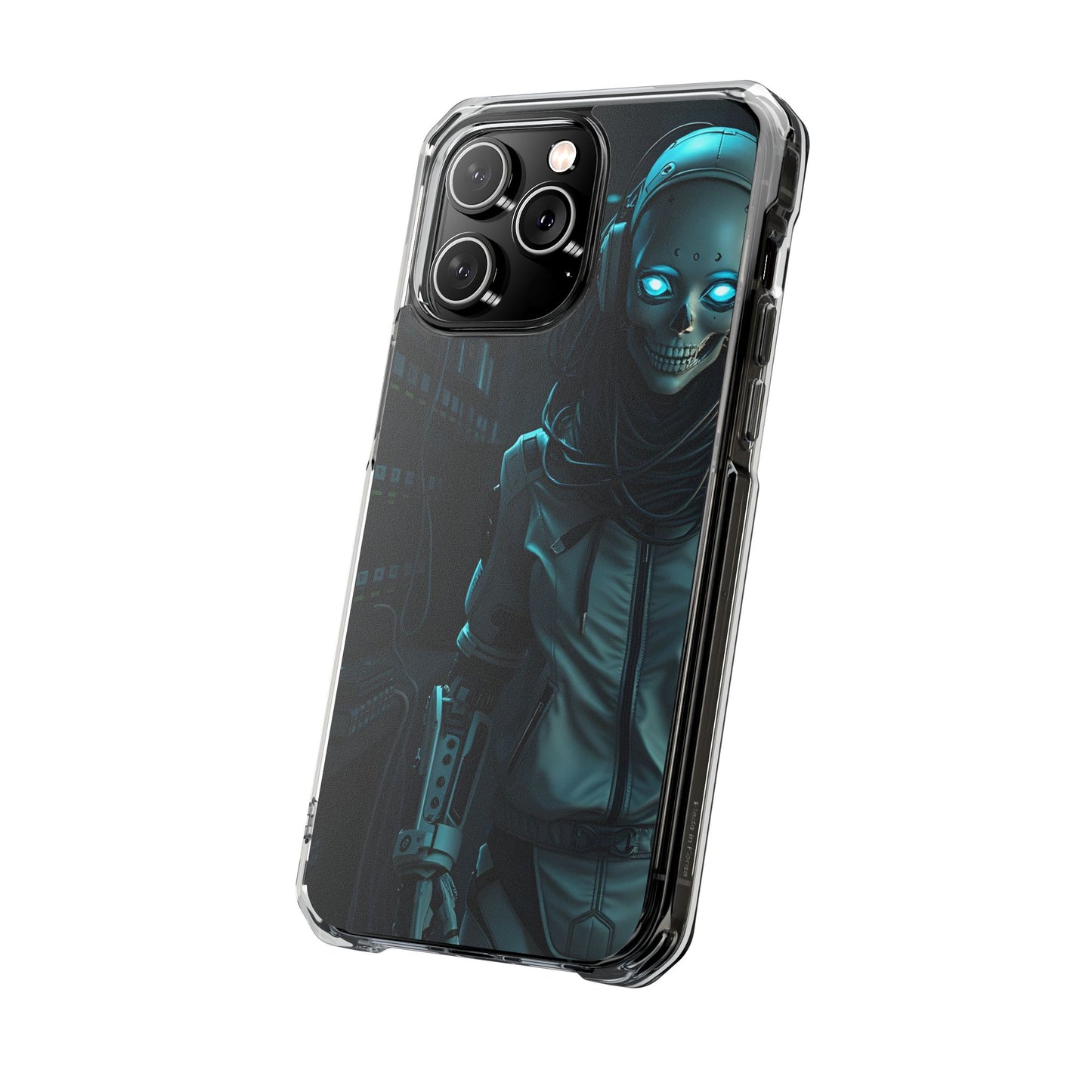 Futuristic Robot Phone Case, Magnetic Clear Impact Case, Unique Gift for Tech Lovers, Protective Smartphone Accessory, Cyberpunk Style