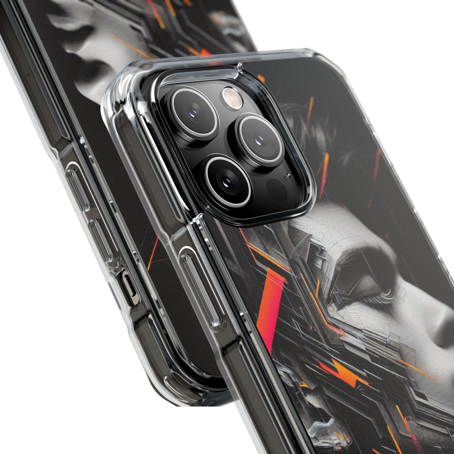 Magnetic Clear Impact Cases with Abstract Graphic, Stylish Phone Protection, Modern Gift for Tech Lovers, Unique Case