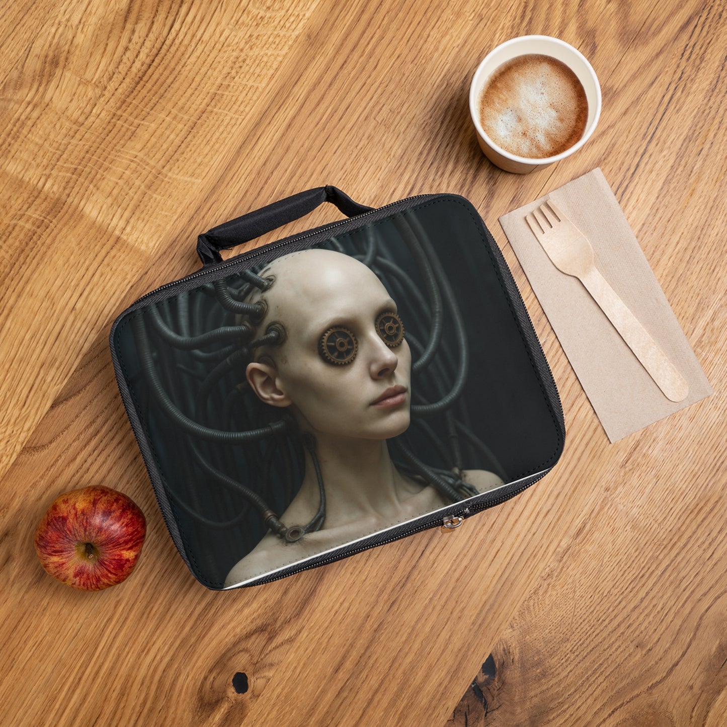 Futuristic Lunch Bag with Cyberpunk Design, Insulated Lunch Tote, Unique Gift for Tech Lovers, Back to School, Everyday Use, Food Carrier