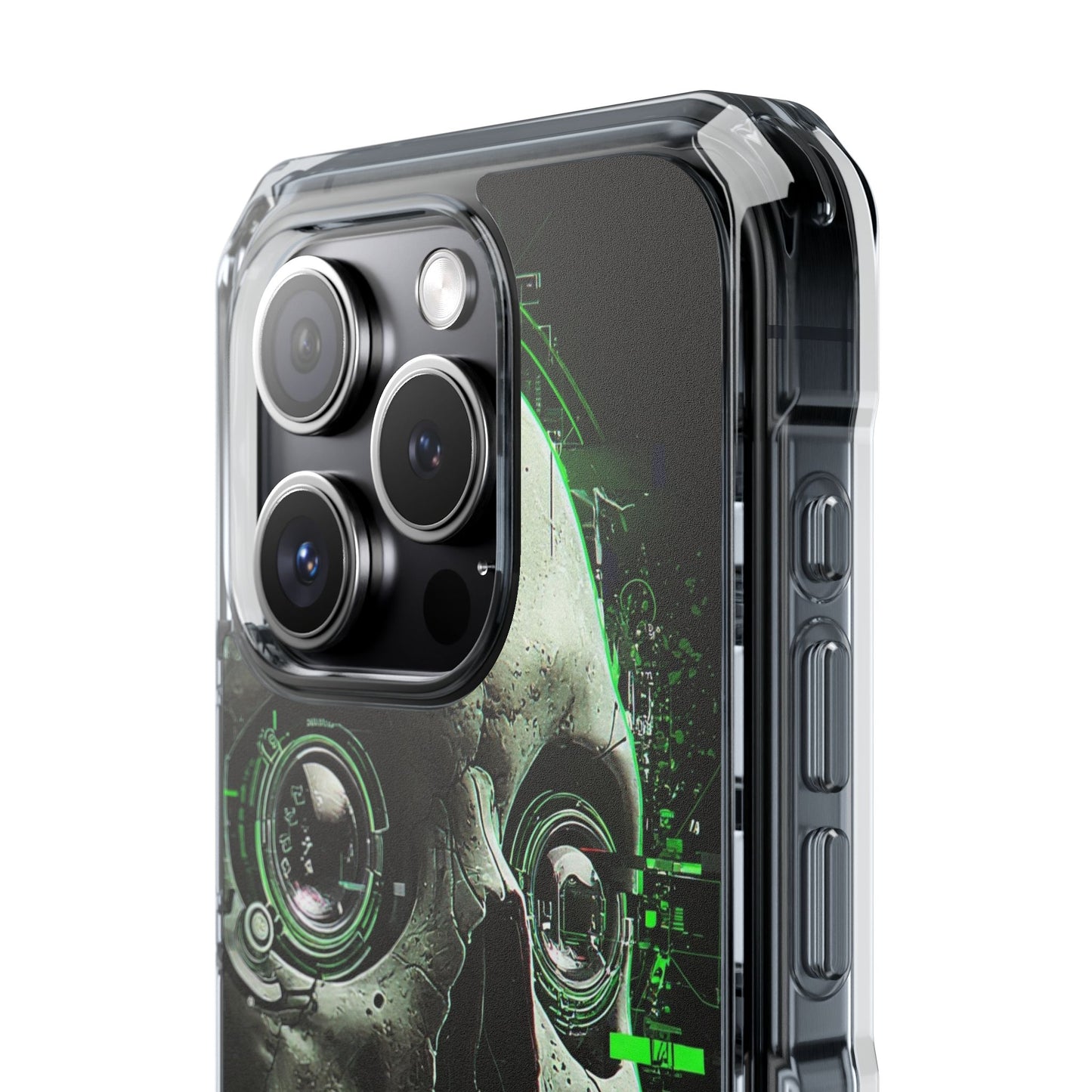 Gothic Skull Phone Case, Cyberpunk Design, Clear Impact Protection, Unique Gift for Him, Halloween Accessories, Tech Lover