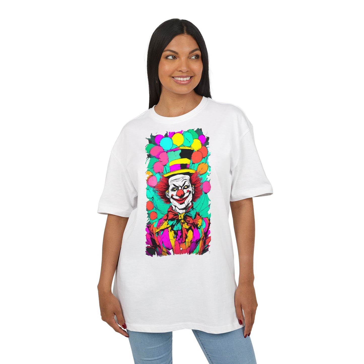 Colorful Clown Graphic Unisex Oversize Tee | Fun Wear, Festival Outfit, Circus Theme, Unique Gift, Statement Shirt