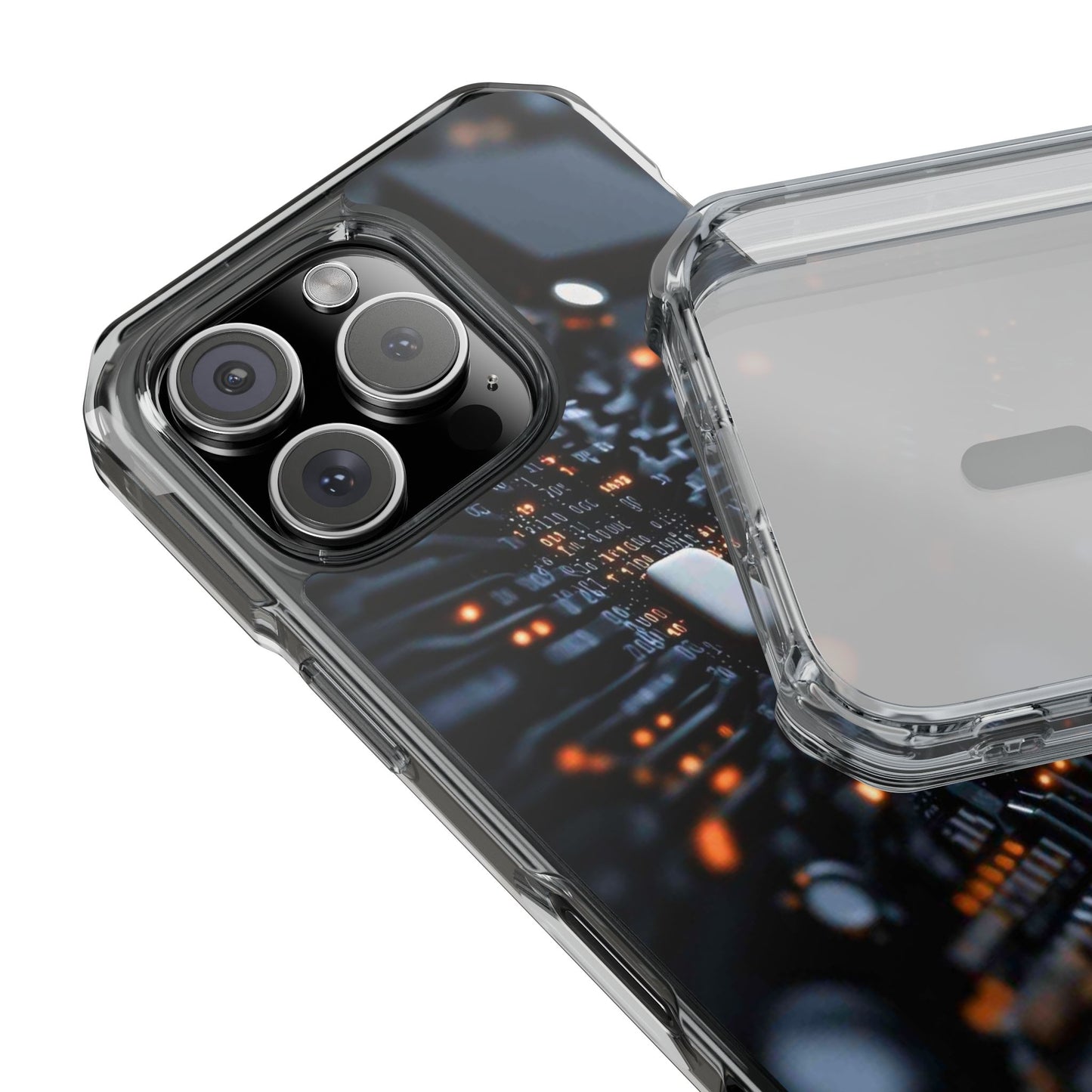 Magnetic Clear Impact Phone Case - Tech-Inspired Design, Perfect for Gadget Lovers, Birthday Gift, Tech Accessories, Durable Protection
