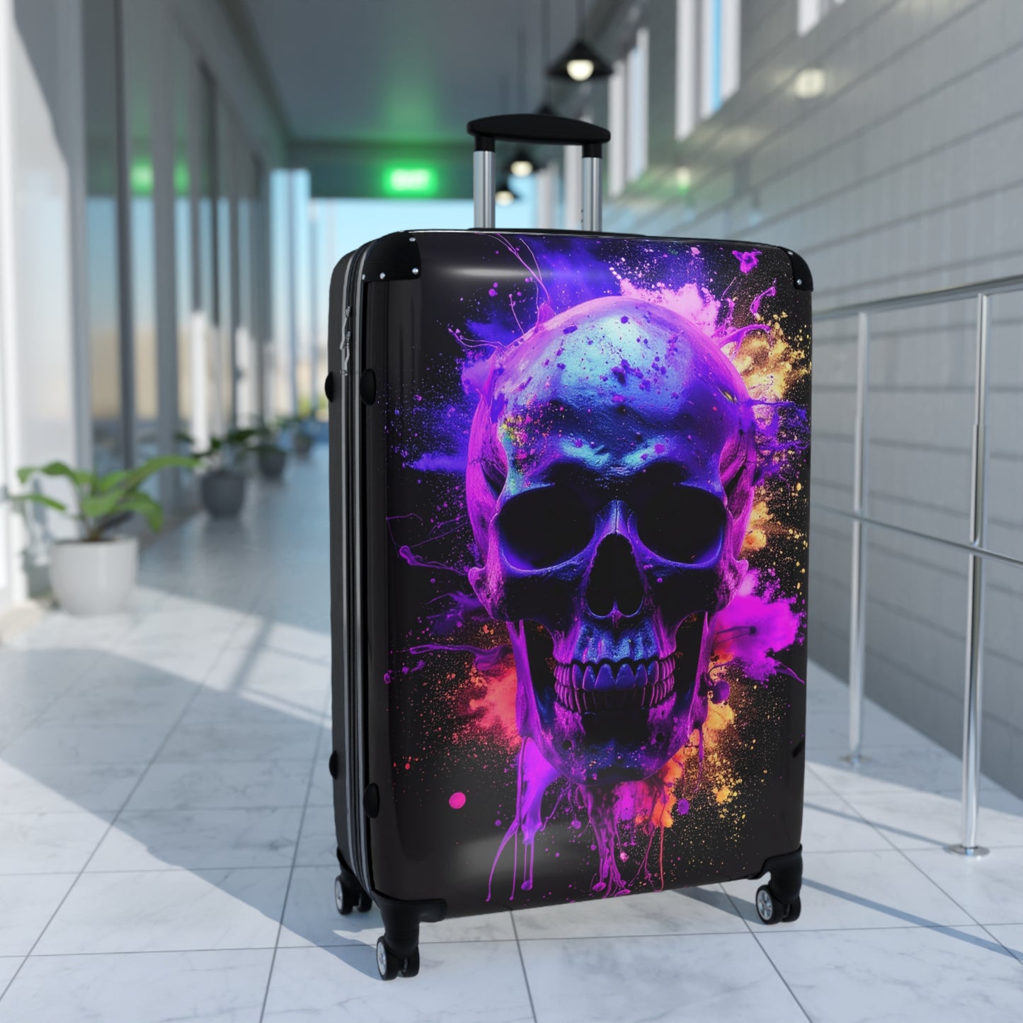 Vibrant Skull Suitcase - Perfect for Travel Lovers, Adventure Seekers, Halloween, Unique Gift, Colorful Luggage