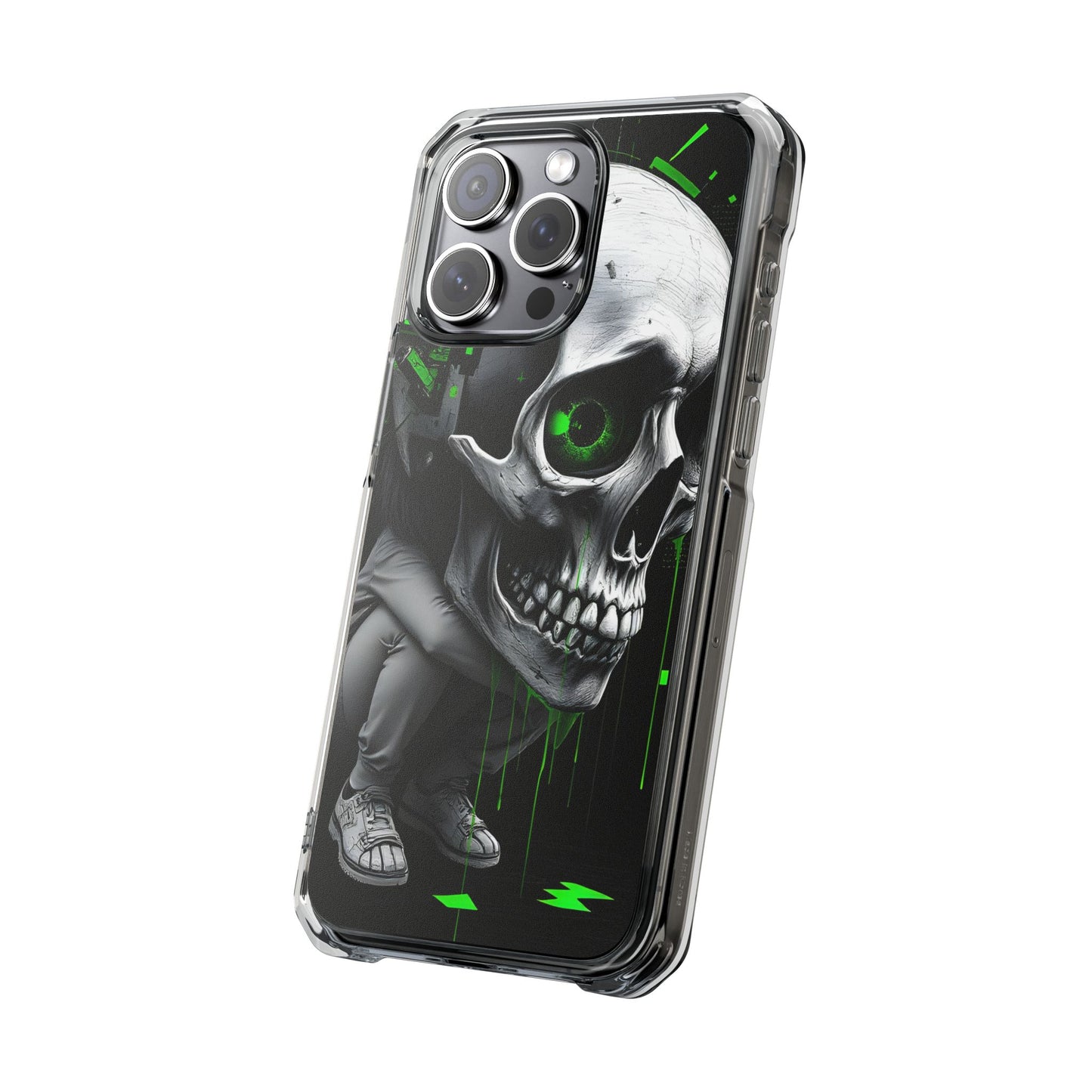 Edgy Skull Phone Case - Magnetic Clear Impact Cases, Unique Phone Cover, Goth Accessory, Halloween Gift, Stylish Tech Protection