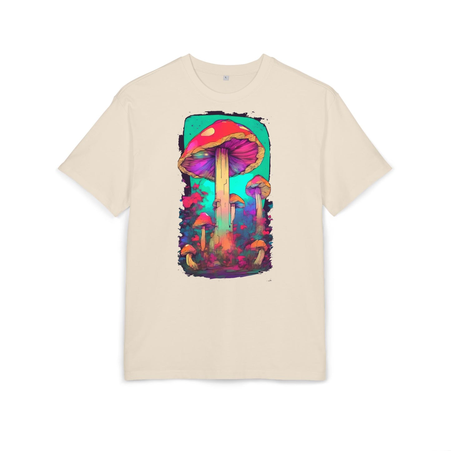 Vibrant Mushroom Art Oversized Tee, Unisex Graphic T-Shirt, Trendy Casual Style, Nature Lover Gift, Festival Clothing, Psychedelic Design