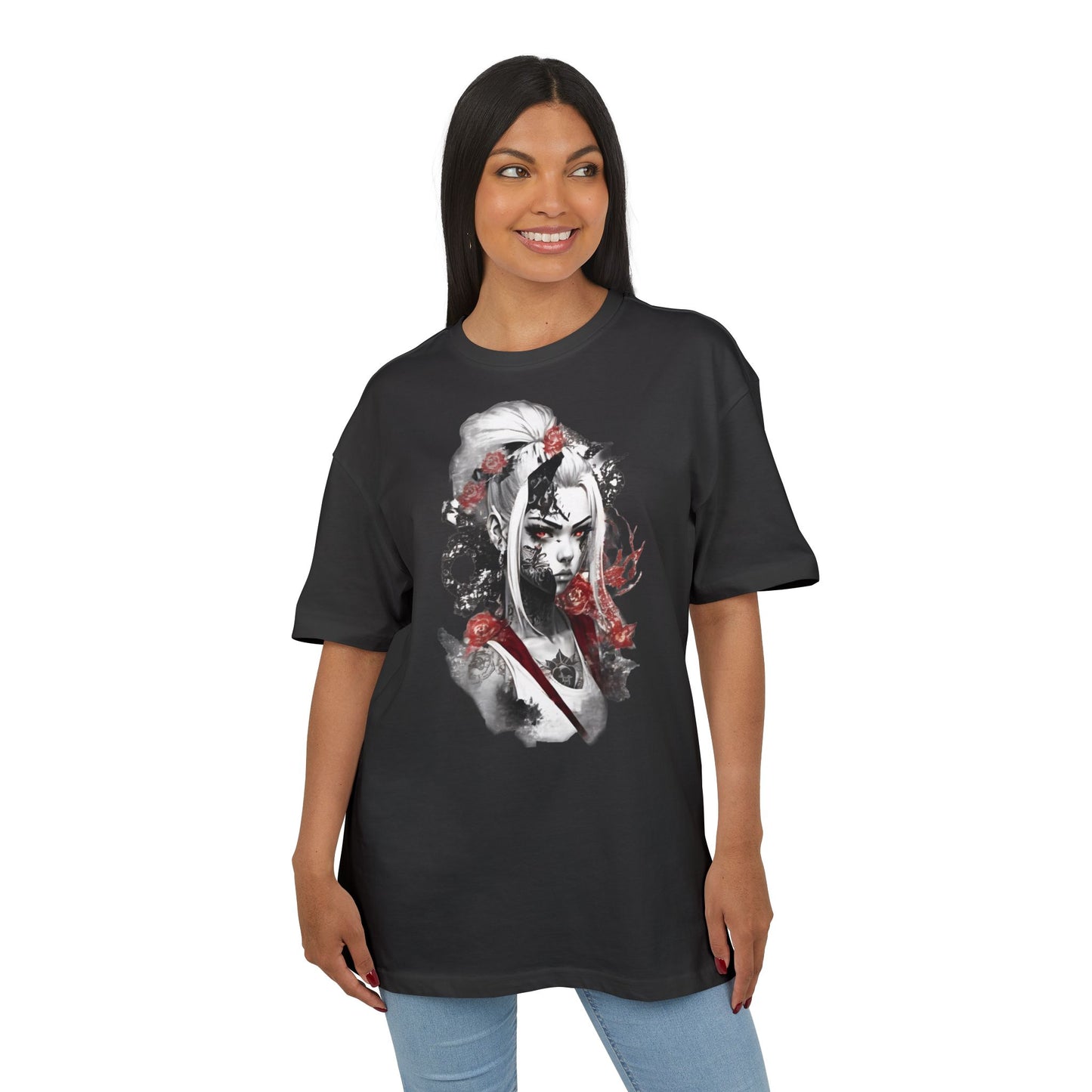Artistic Unisex Heavy Oversize Tee - Bold Floral Graphics