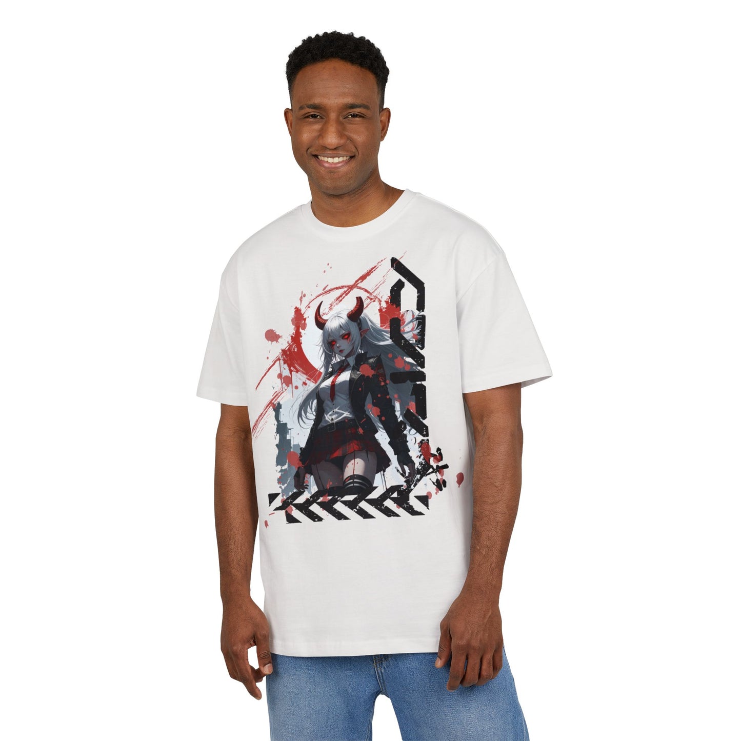 Unique Graphic Loose Fit Tee, Oversized T-Shirt, Streetwear Style, Trendy Casual Wear, Gift for Anime Lovers, Art-Inspired Fashion