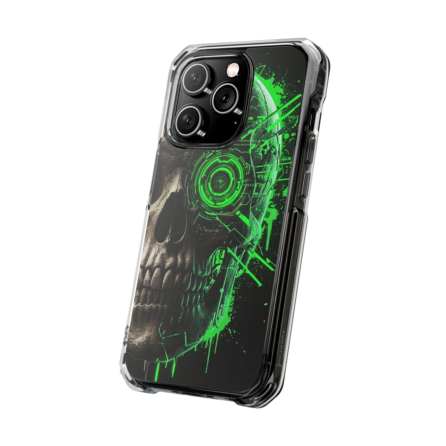 Skull Graphic Phone Case - Magnetic Clear Impact Cases, Skull Design, Unique Phone Protection, Edgy Gift for Tech Lovers