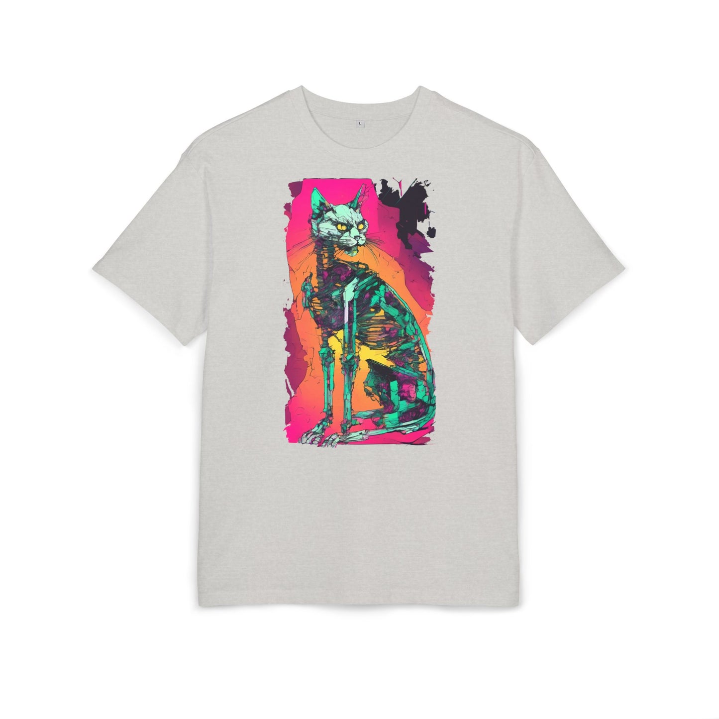 Vibrant Cat Art Tee, Unisex Oversized T-Shirt, Colorful Pet Lover Gift, Unique Graphic Shirt, Casual Everyday Wear