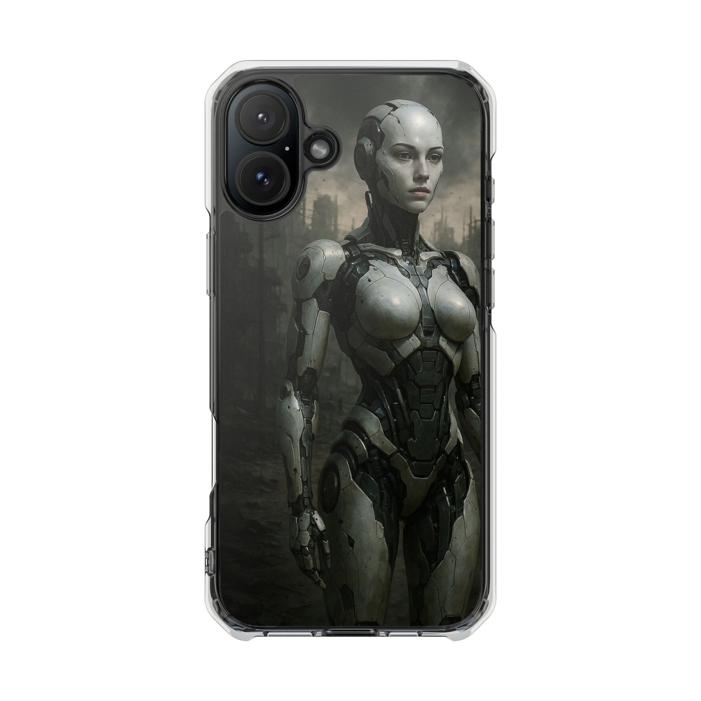 Futuristic Phone Case, Clear Impact Case with Sci-Fi Design, Smartphone Protection, Cyberpunk Aesthetic, Gift for Tech Lovers