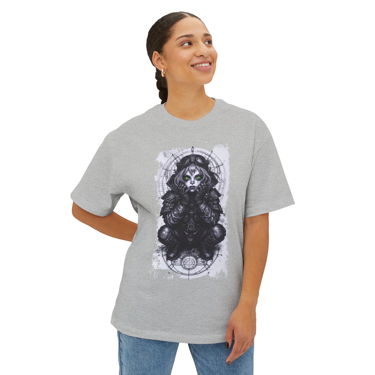 Gothic Graphic Unisex Boxy Tee - Oversized White T-Shirt for Alternative Fashion, Casual Wear, Gift for Festivals, Streetwear