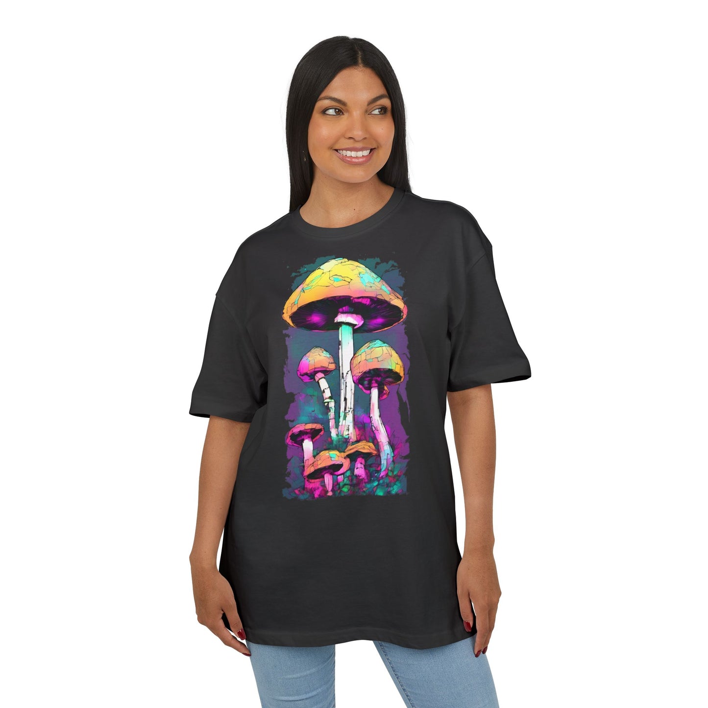 Trippy Mushroom Unisex Oversize Tee | Psychedelic Art Shirt, Retro Graphic Tee, Festival Wear, Gift for Nature Lovers, Streetwear
