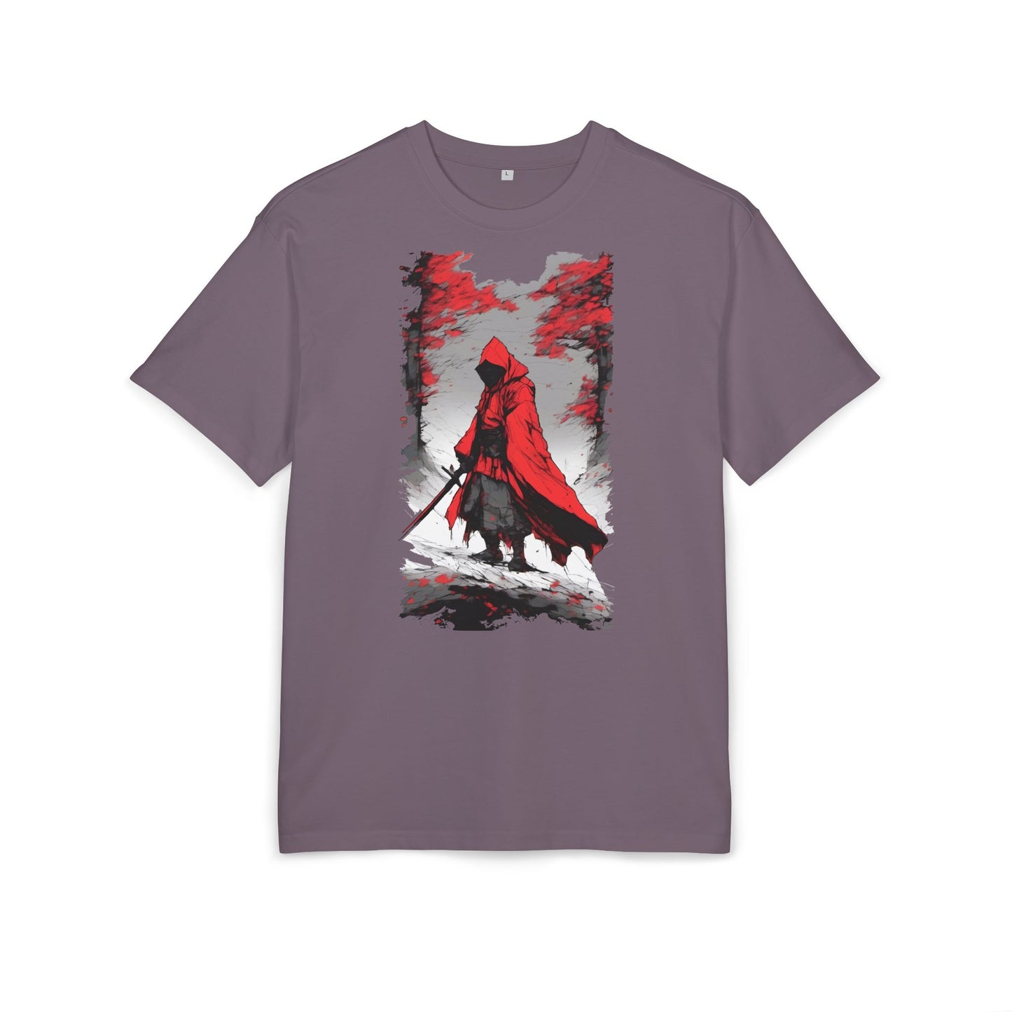 Stylish Unisex Heavy Oversize Tee - Red Hooded Figure Design, Graphic Tee, Casual Wear, Streetwear, Gifts for Men and Women