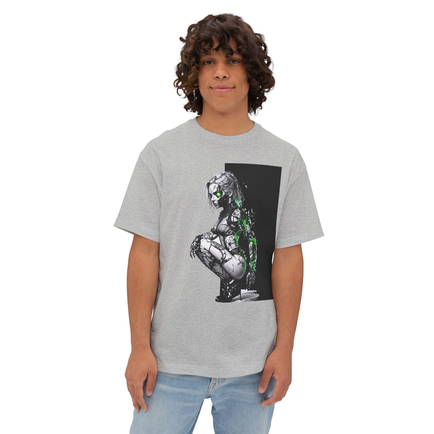 Cyberpunk-Inspired Unisex Oversized Tee, Streetwear T-Shirt, Graphic Tee for Art Lovers, Casual Wear, Unique Gift