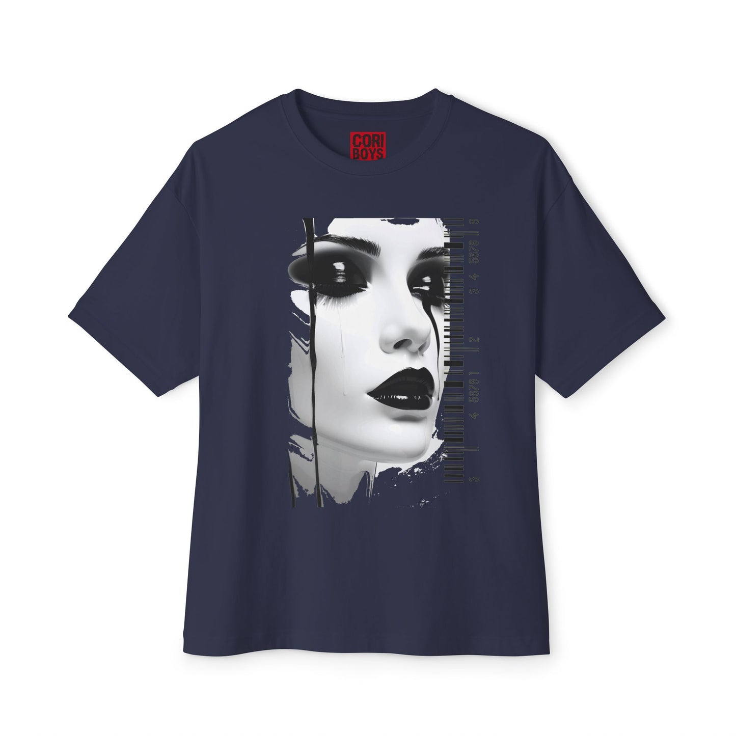 Chic Art Print Boxy Tee, Oversized Graphic T-Shirt, Fashionable Streetwear Top, Unique Women’s Cotton Tee, Casual Everyday Wear