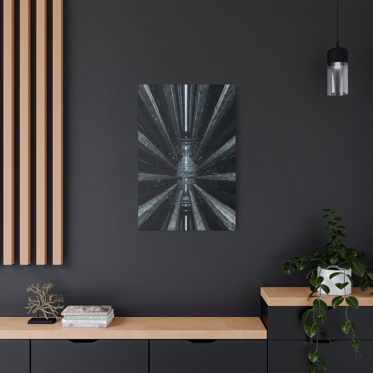 Futuristic Stretched Canvas Art, Modern Wall Decor, Sci-Fi Artwork, Perfect for Home or Office, Unique Gift Idea, Abstract Design