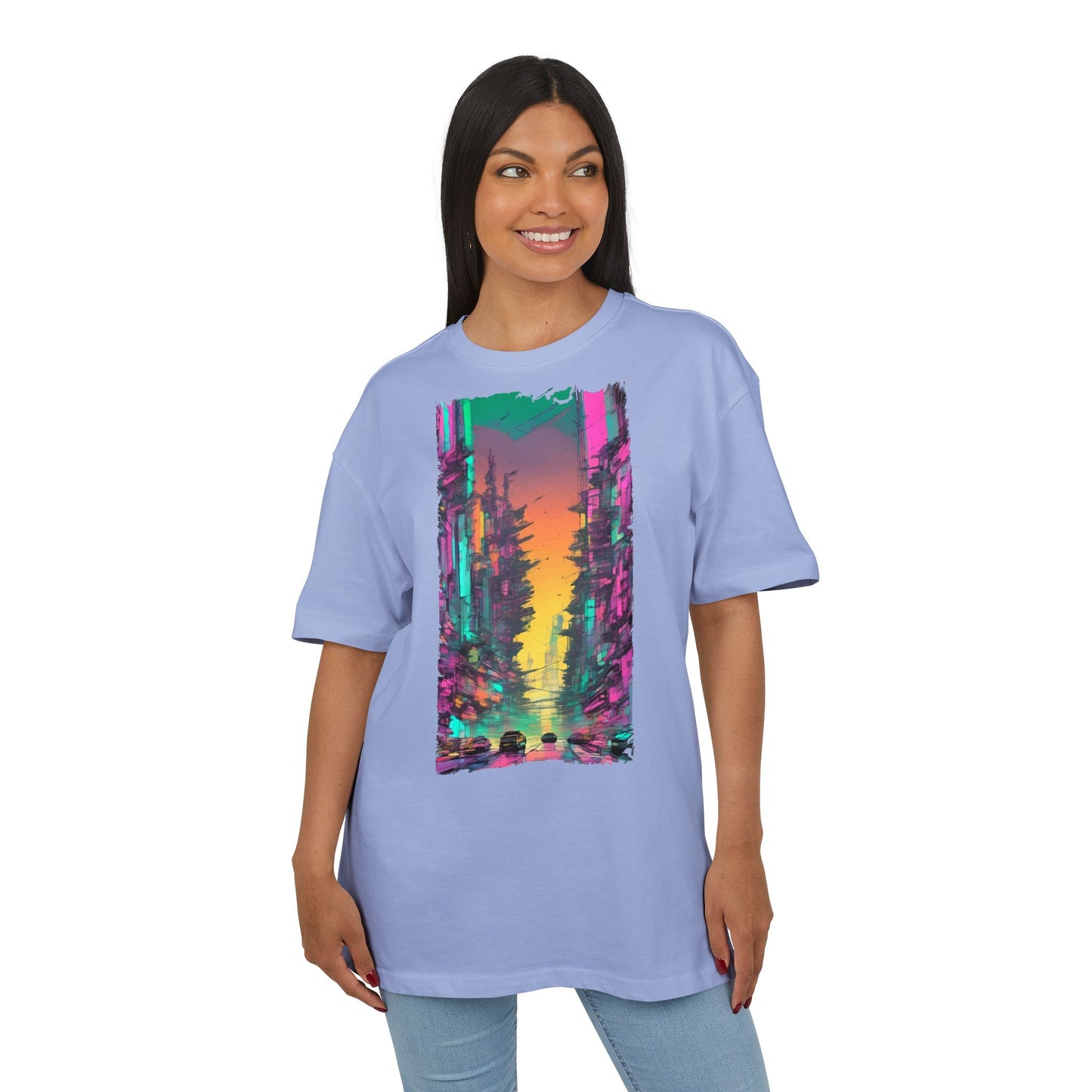 Vibrant Nature Sunset Unisex Oversize Tee, Cozy Graphic Shirt for Nature Lovers, Trendy Casual Wear, Gift for Friends, Summer Fashion
