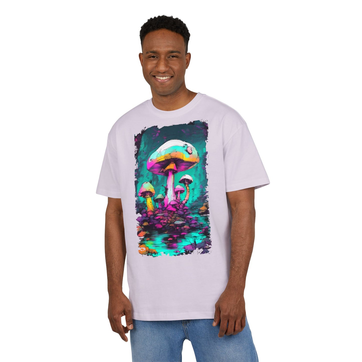 Psychedelic Mushroom Unisex Oversized Tee, Retro Graphic T-Shirt, Festival Wear, Street Style, Unique Gift for Nature Lovers