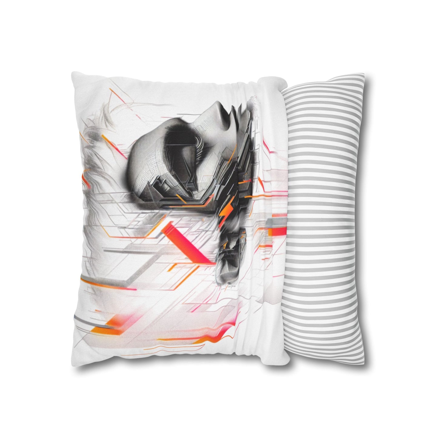 Futuristic Art Pillowcase - Modern Home Decor, Geometric Throw Pillow, Gift for Tech Lovers, Contemporary Accent Cushion