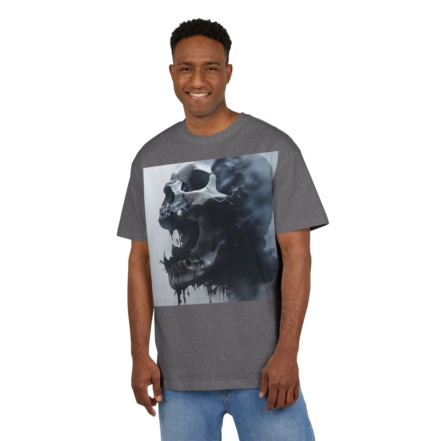 Gothic Skull Oversized Tee | Unisex, Grunge Fashion, Halloween Shirt, Dark Aesthetic, Casual Wear