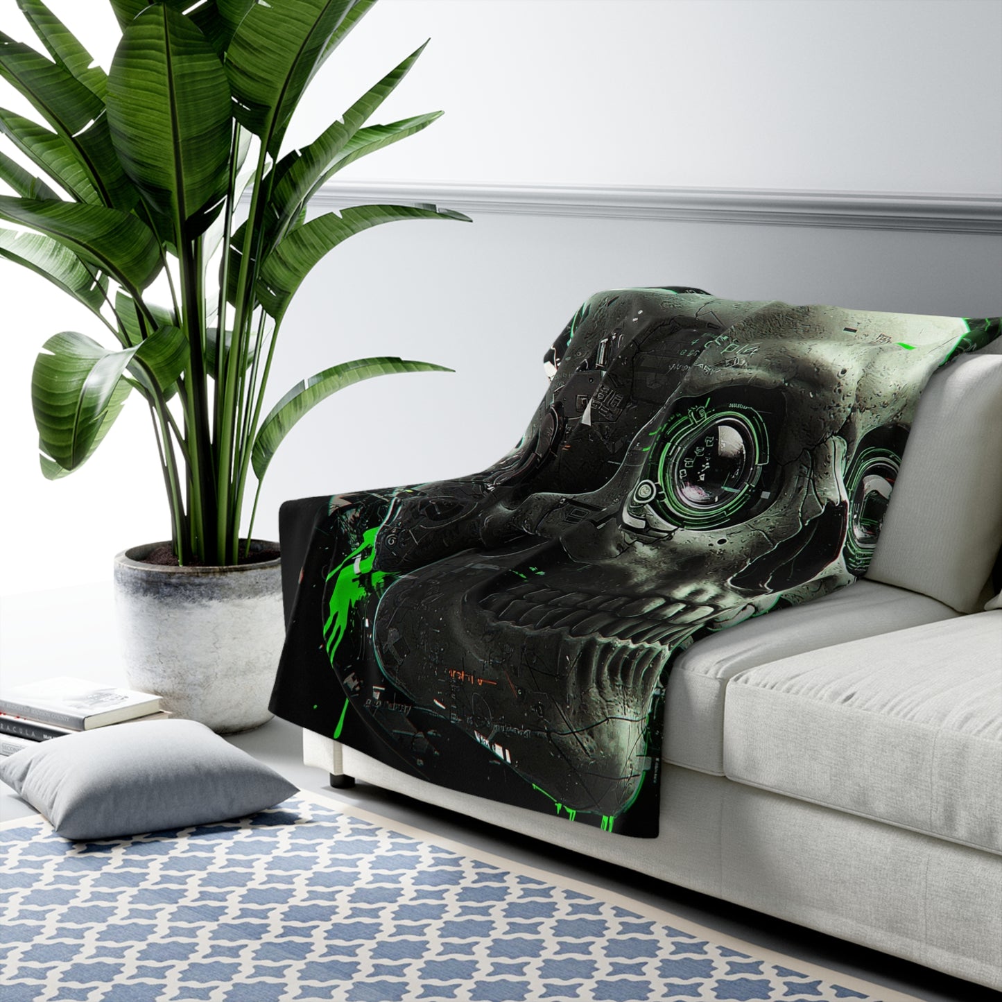 Gamer Skull Sherpa Fleece Blanket - Cozy & Stylish for Nerds