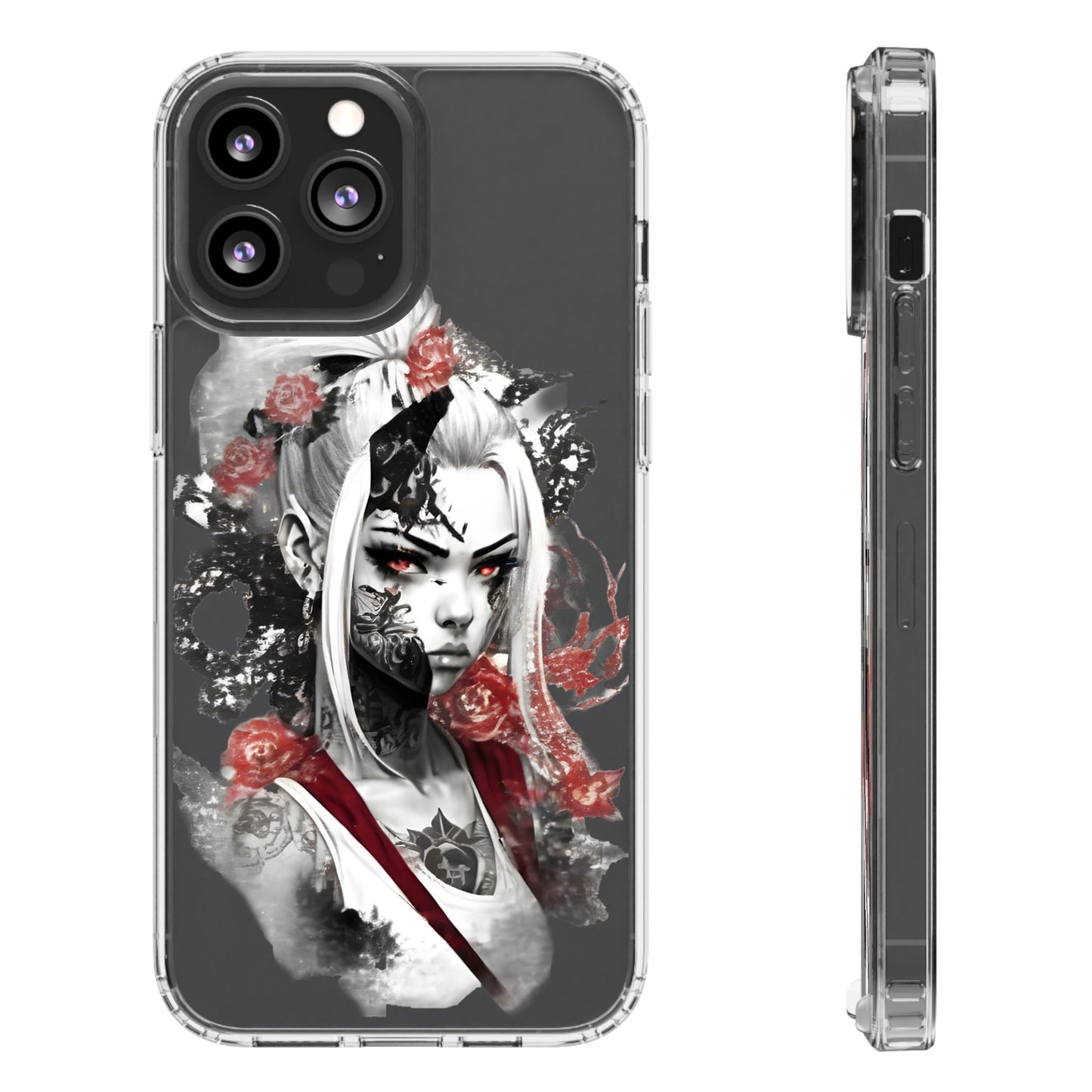 Artistic Clear Phone Case with Floral Design