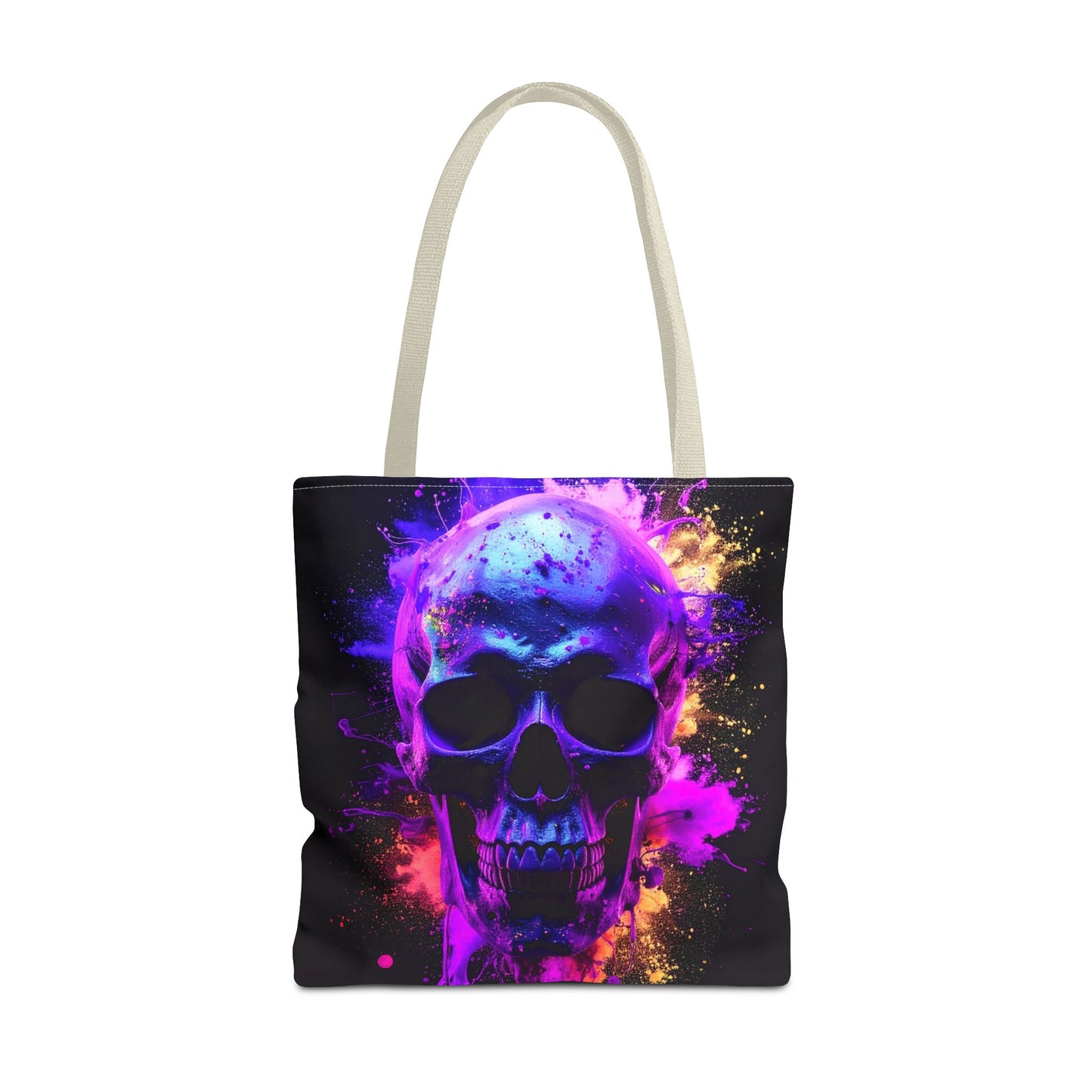 Skull Art Tote Bag, Stylish Shopping Tote, Colorful Beach Bag, Halloween Gift, Edgy Urban Accessory