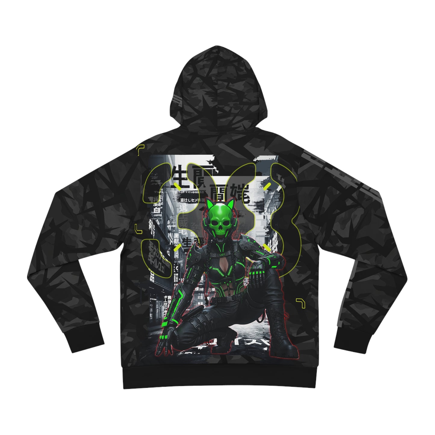 Cyberpunk AOP Fashion Hoodie, Unisex Streetwear, Graphic Hoodie, Gift for Gamers, Trendy Casual Wear, Eco-Friendly Fabric