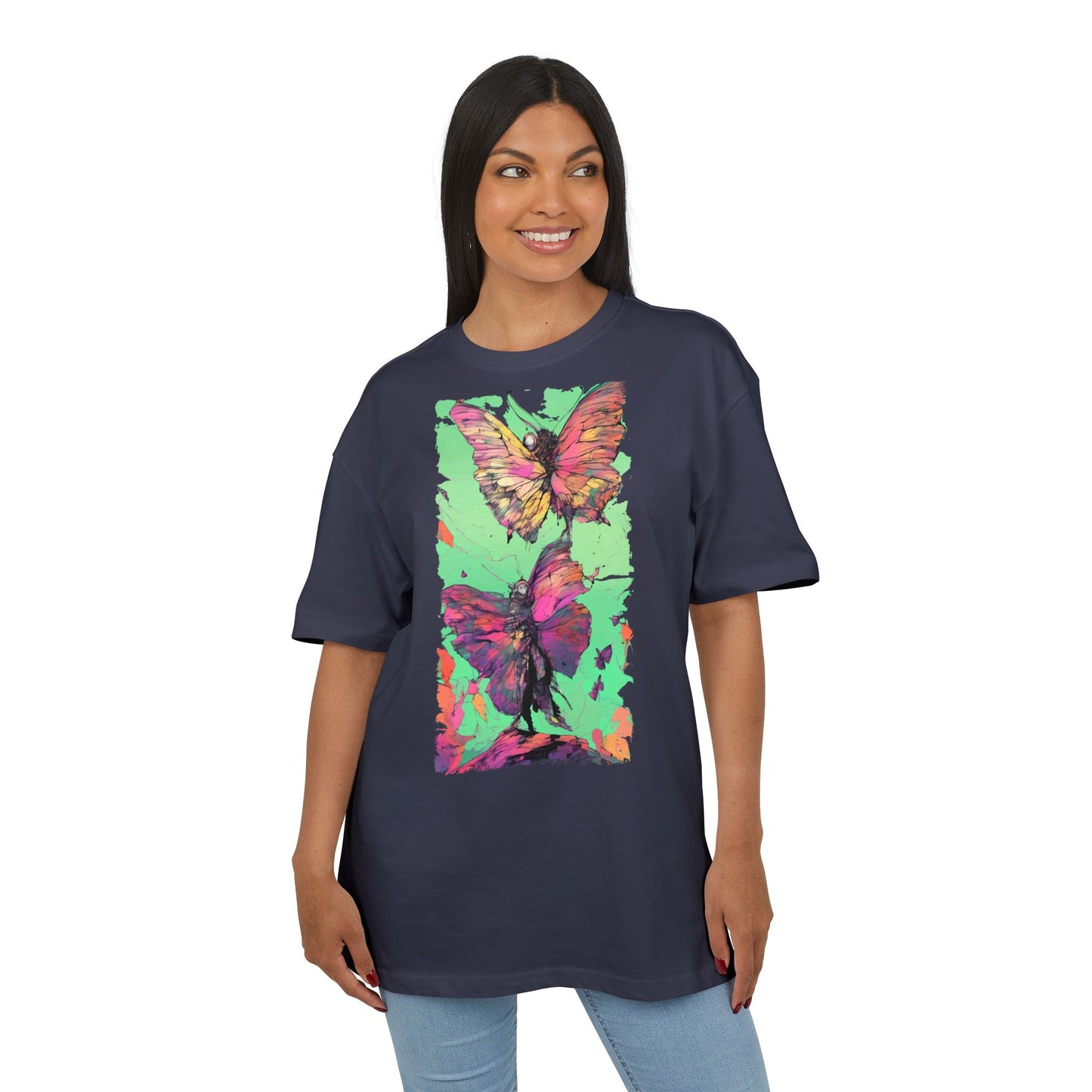 Colorful Butterfly Oversized Tee | Boho Style Tee, Spring Fashion, Nature Lover Gift, Festival Wear, Unique Graphic Shirt
