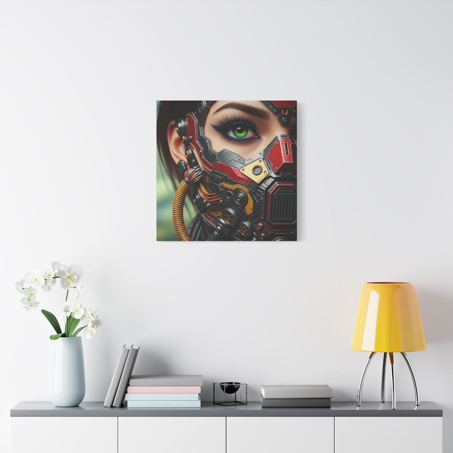 Stretched Canvas Art Print, Futuristic Wall Decor, Cyberpunk Artwork, Modern Home Decor, Unique Gift for Tech Lovers