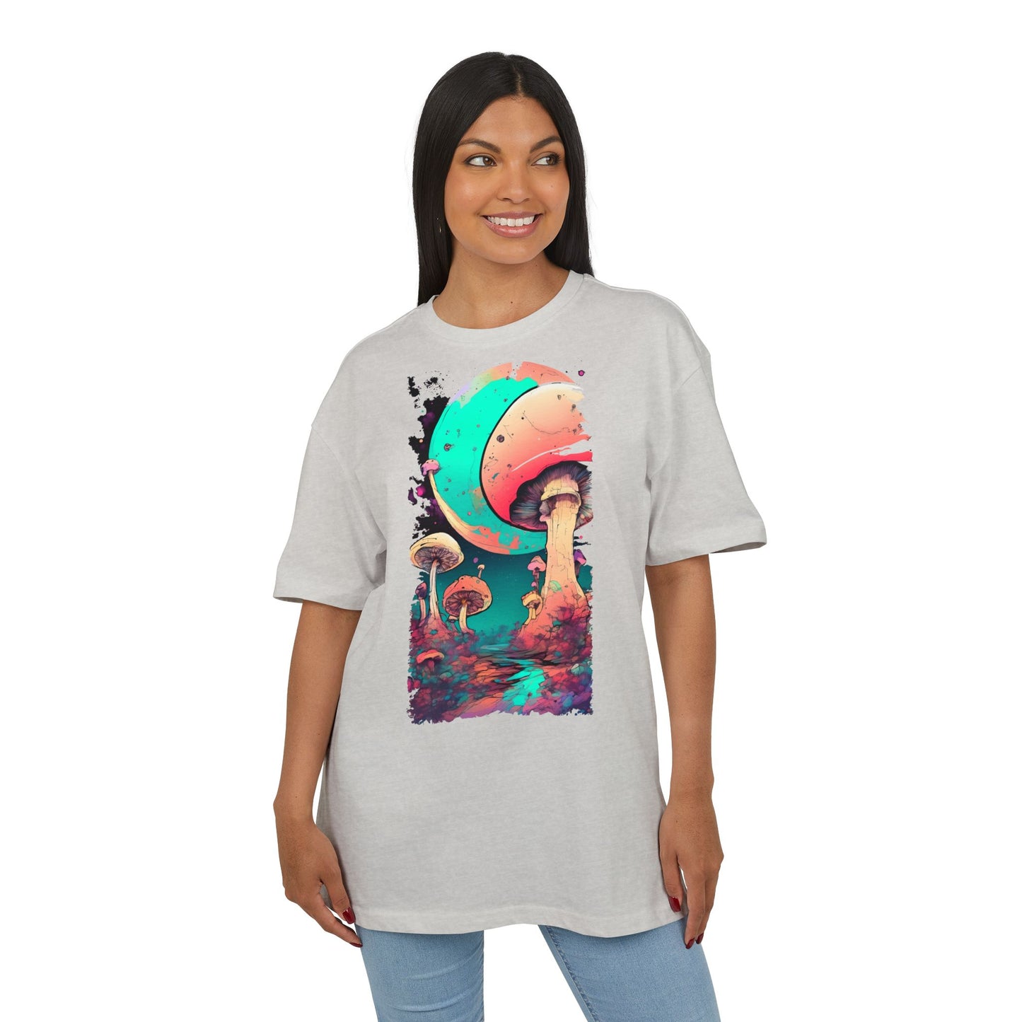Cosmic Mushroom Graphic Tee, Unisex Oversized Shirt, Boho Vibe Top, Festival Wear, Unique Gift for Nature Lovers, Relaxed Fit Shirt