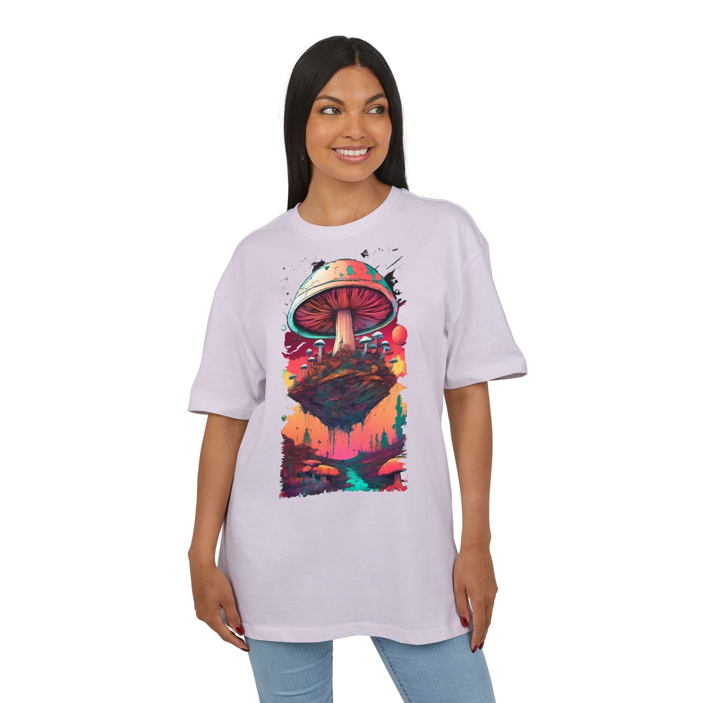 Psychedelic Mushroom Unisex Tee - Oversize Graphic T-Shirt for Festivals, Art Lovers, Gifts, and Casual Wear