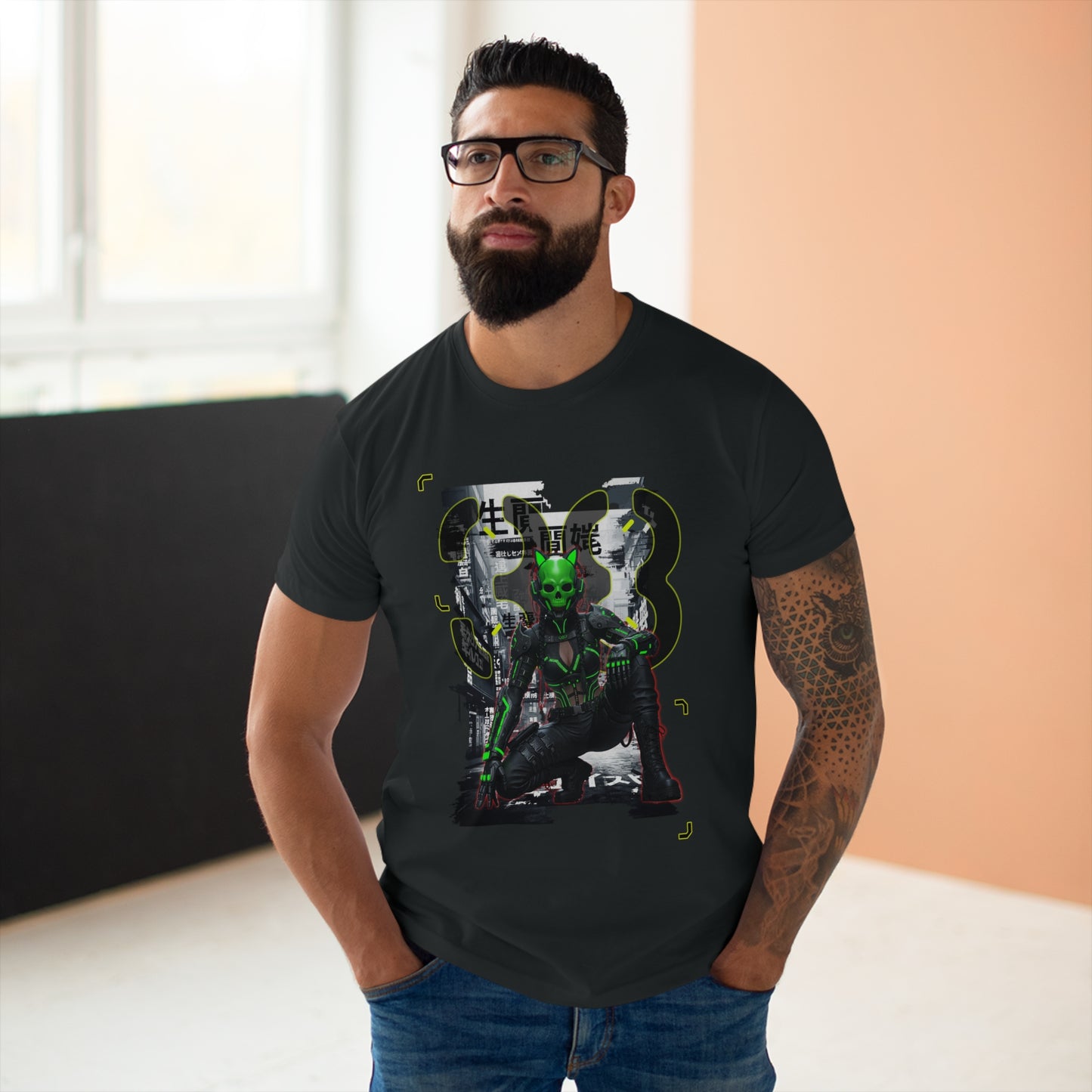 Cyberpunk Graphic Tee, Futuristic T-Shirt, Unisex Casual Wear, Unique Gift for Gamers, Trendy Streetwear, Sci-Fi Clothing