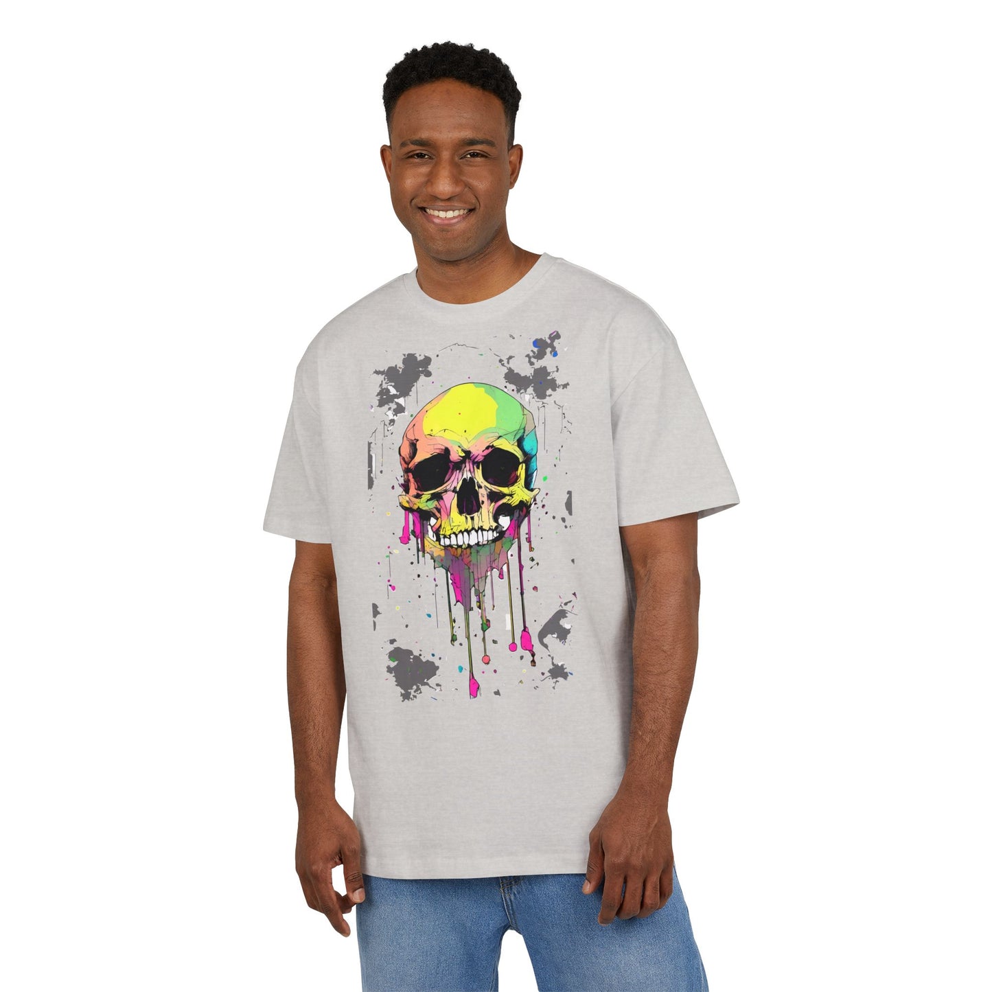 Colorful Skull Oversized Tee - Edgy Graphic Shirt for Casual Wear, Street Style, Gifts, etc.