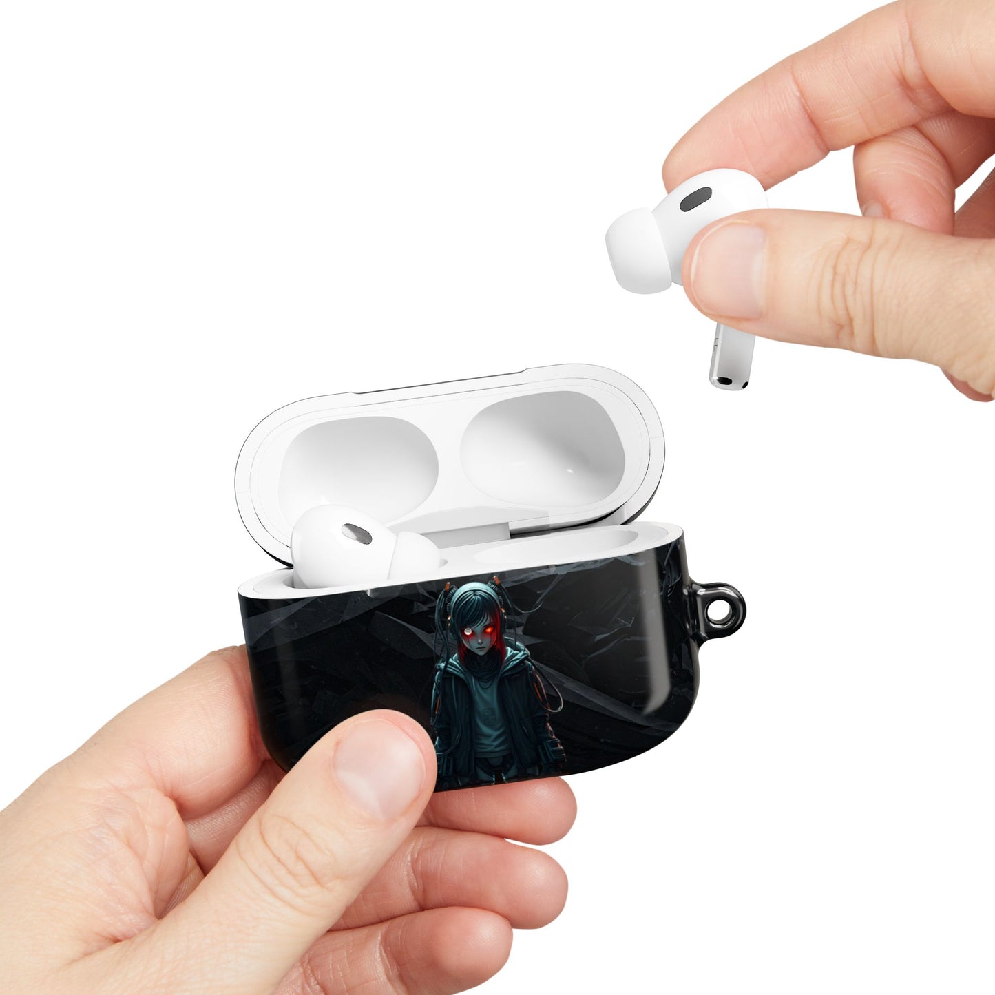 Edgy AirPod Case for Teens, Stylish Headphone Cover, Trendy Tech Accessory, Perfect for Gift Giving, Black Minimalist Design