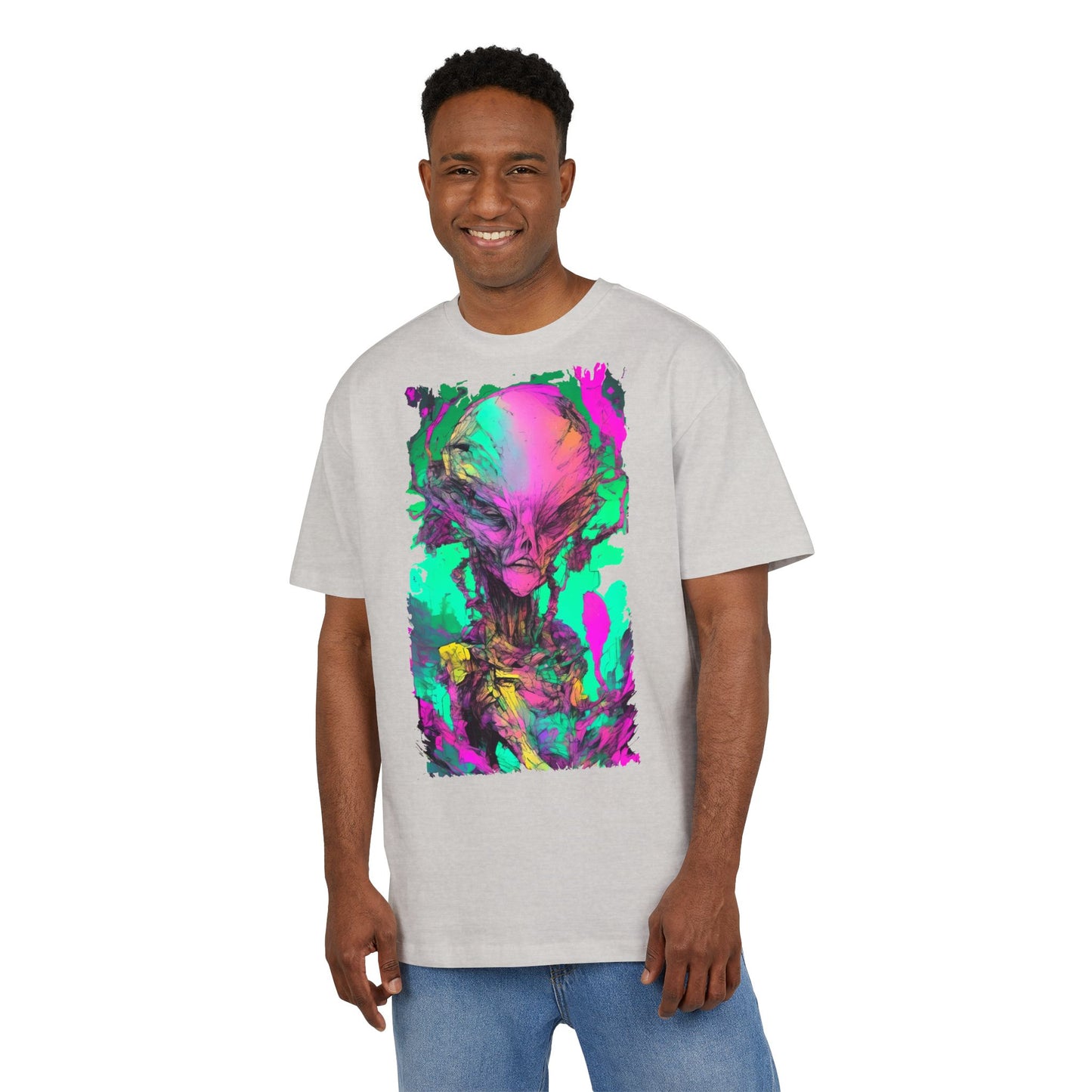 Alien Art Unisex Oversize Tee, Graphic Tee, Casual Style, Streetwear, Unique Gift, Statement Piece
