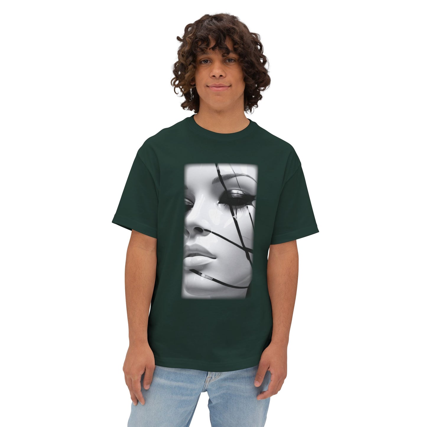 Chic Oversized Graphic Tee with Striking Design, Streetwear, Casual Style, Fashion Statement, Gift for Art Lovers