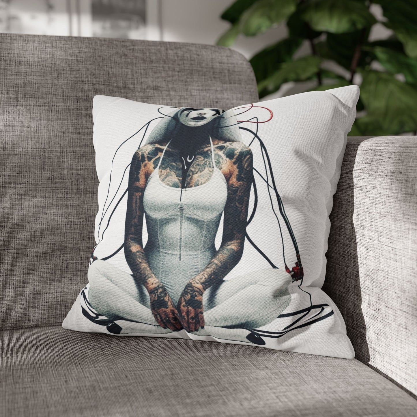 Unique Artistic Pillowcase with Futuristic Design, Decorative Cushion Cover for Home Decor, Gift for Art Lovers, Cozy Living Room Accessory