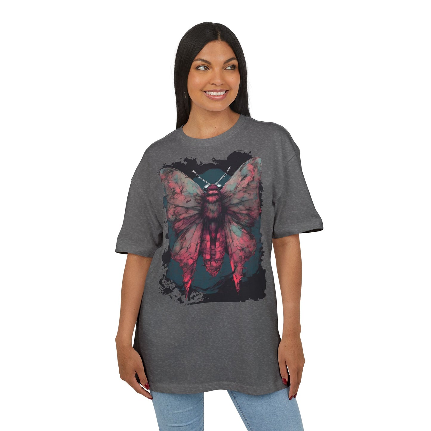 Aesthetic Moth Graphic Oversize Tee, Casual Style Shirt, Unique Gift, Eco-Print Tee, Art Lover Fashion, Nature-Inspired Top