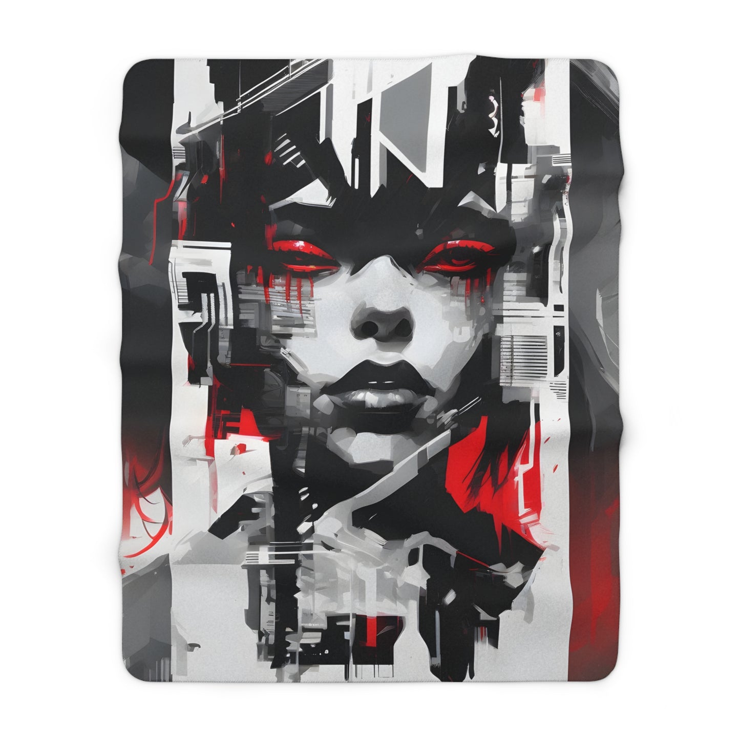 Edgy Graphic Sherpa Fleece Blanket - Cozy Modern Art Throw for Home Décor
