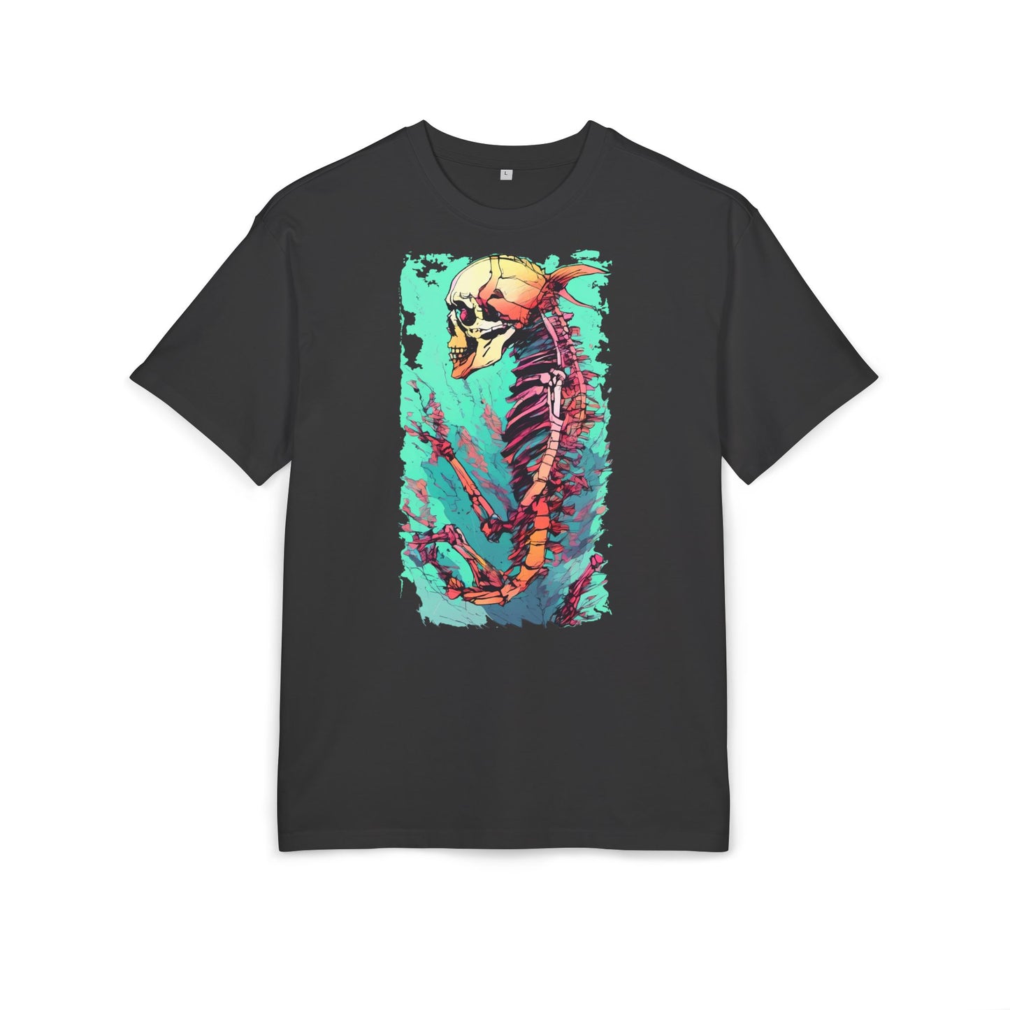 Colorful Skeleton Art Unisex Heavy Oversize Tee | Graphic Tee, Skeleton Shirt, Artsy Gift, Halloween Apparel, Trendy Streetwear
