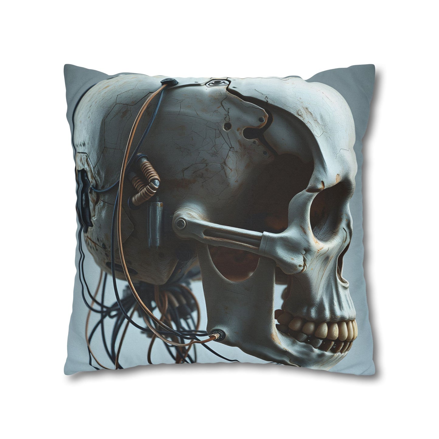 Square Pillowcase Futuristic Edge Skull Design Pillowcase