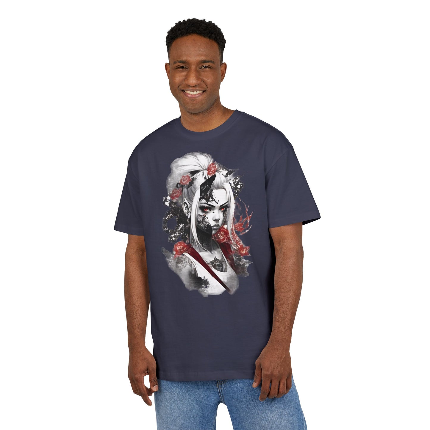 Artistic Unisex Heavy Oversize Tee - Bold Floral Graphics