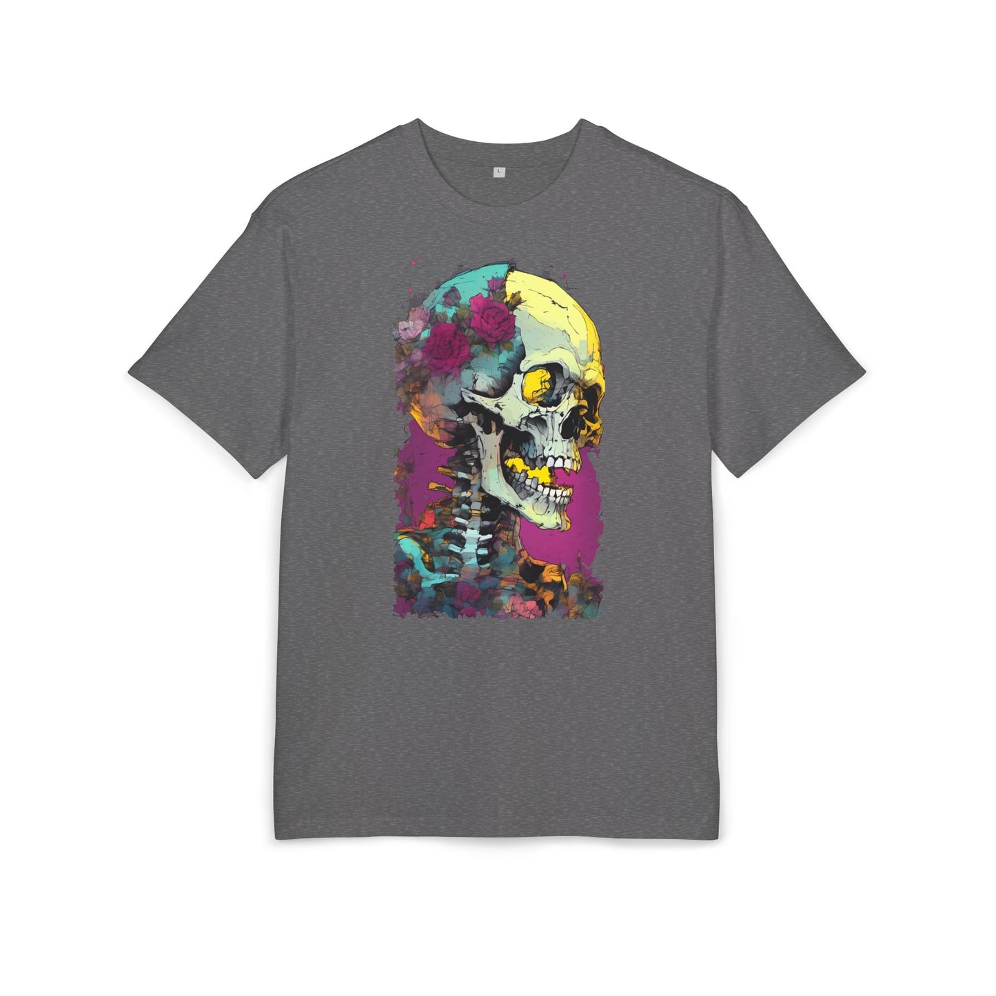 Colorful Skull Oversize Tee, Unisex Graphic Shirt, Edgy Streetwear, Casual Summer Top, Halloween Costume, Gift for Art Lovers