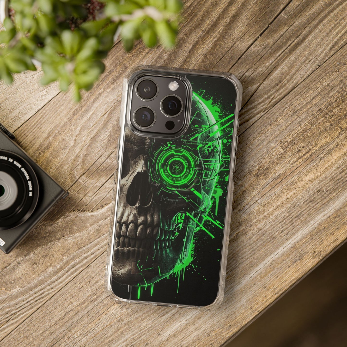 Skull Graphic Phone Case - Magnetic Clear Impact Cases, Skull Design, Unique Phone Protection, Edgy Gift for Tech Lovers