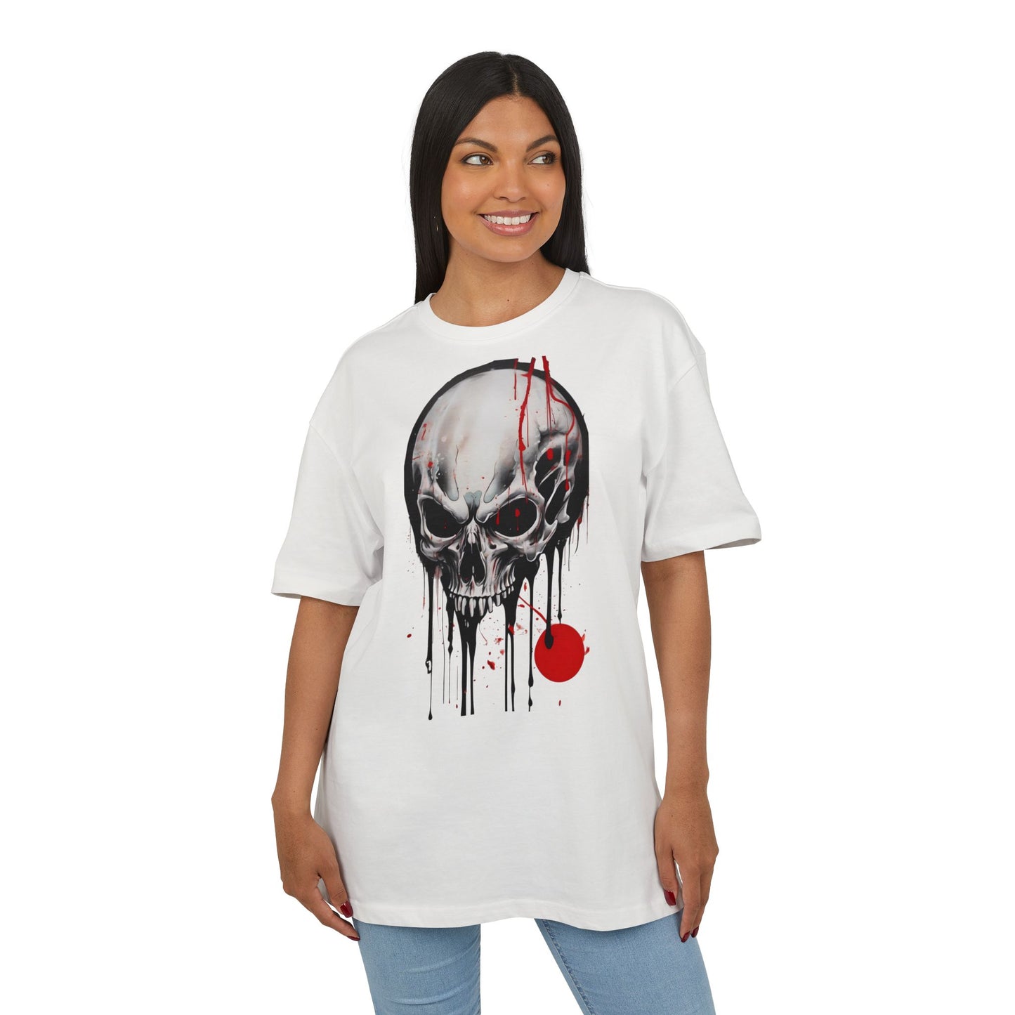 Gothic Skull Oversized Tee - Trendy Streetwear for Music Lovers, Grunge Style, Halloween Costume, Alternative Fashion, Graphic Tee